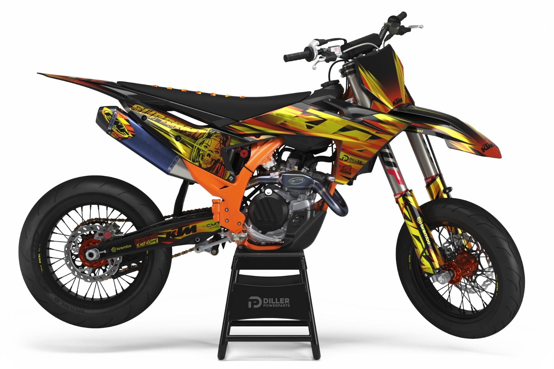 Supermoto Dekor passend für KTM Jungle Orange optional in Full Chrome Supermoto Dekor Jungle Orange passend für KTM optional in Full Chrome – Bild 1