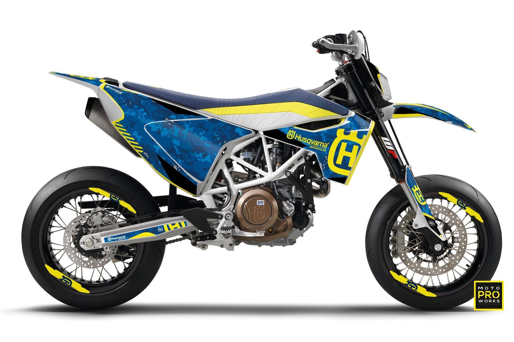 Dekor Factory Lumix Pixels Blue passend für Husqvarna 701 Supermoto – Bild 1