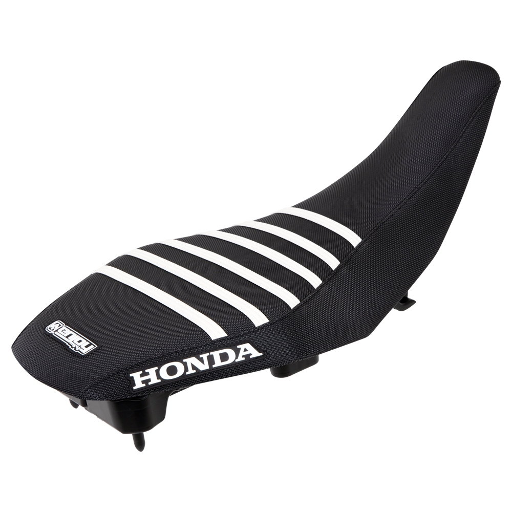 Quad-Sitzbankbezug-Honda-Schwarzes-Top-Schwarze-Seiten-Weiße-Rippen Quad Sitzbankbezug passend für Honda – Bild 1