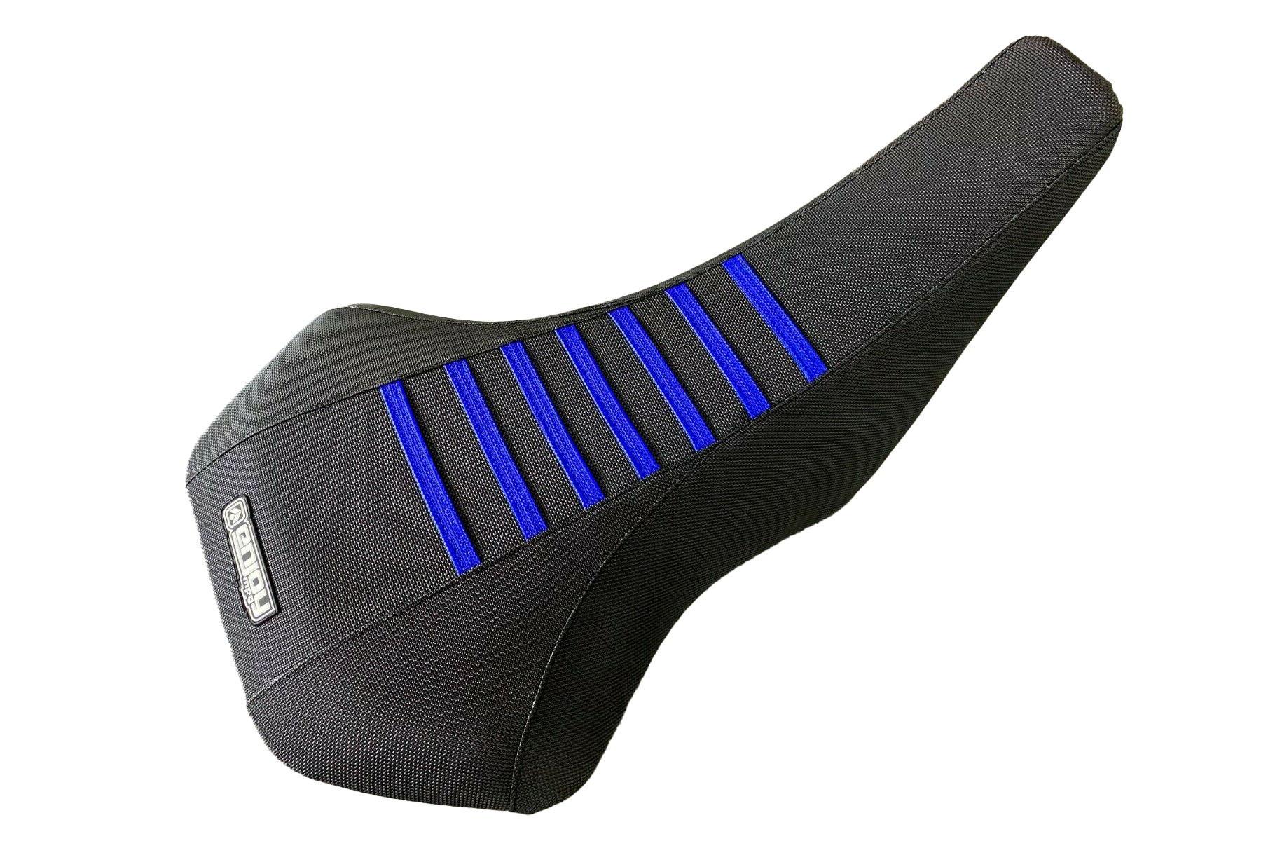 Quad-Sitzbankbezug-Kawasaki-Schwarzes-Top-Schwarze-Seiten-Blaue-Rippen Quad Sitzbankbezug passend für Kawasaki – Bild 1