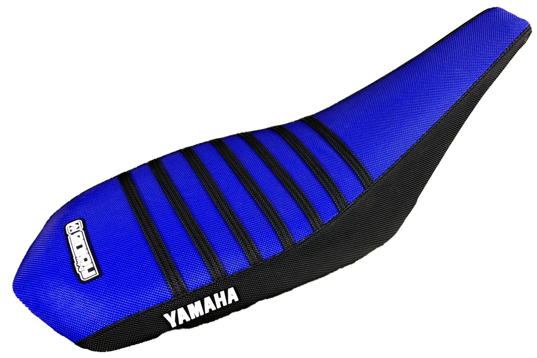 Quad-Sitzbankbezug-Yamaha-Blaues-Top-Schwarze-Seiten-Schwarze-Rippen Quad Sitzbankbezug passend für Yamaha – Bild 1