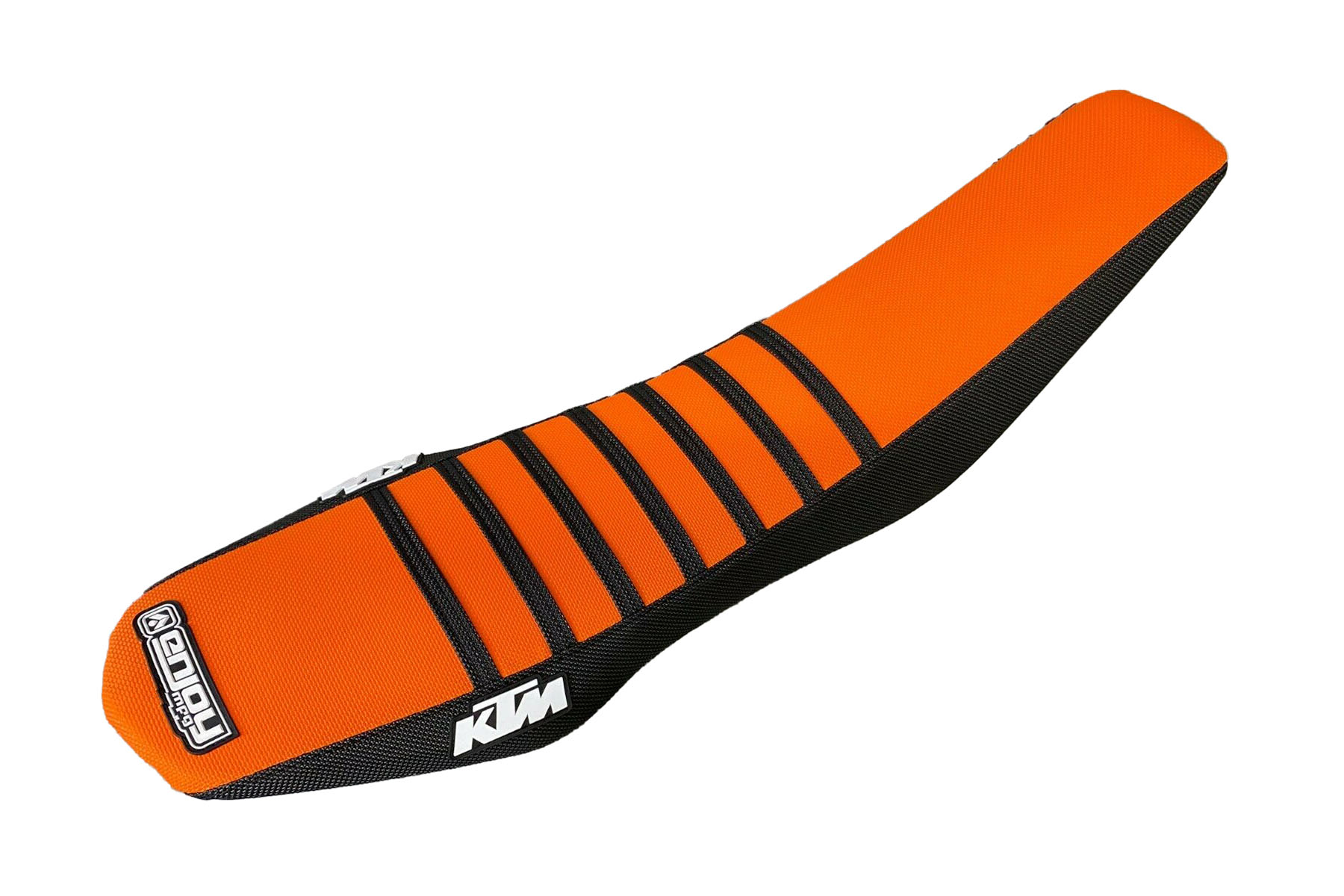 Supermoto-Sitzbankbezug-KTM-Oranges-Top-Schwarze-Seiten-Schwarze-Rippen Supermoto Sitzbankbezug passend für KTM 690 SMC R – Bild 1