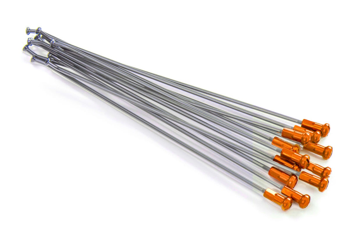 Speichensatz mit Speichennippel Silber Orange Speichensatz mit Speichennippel für Supermoto Räder – Bild 1