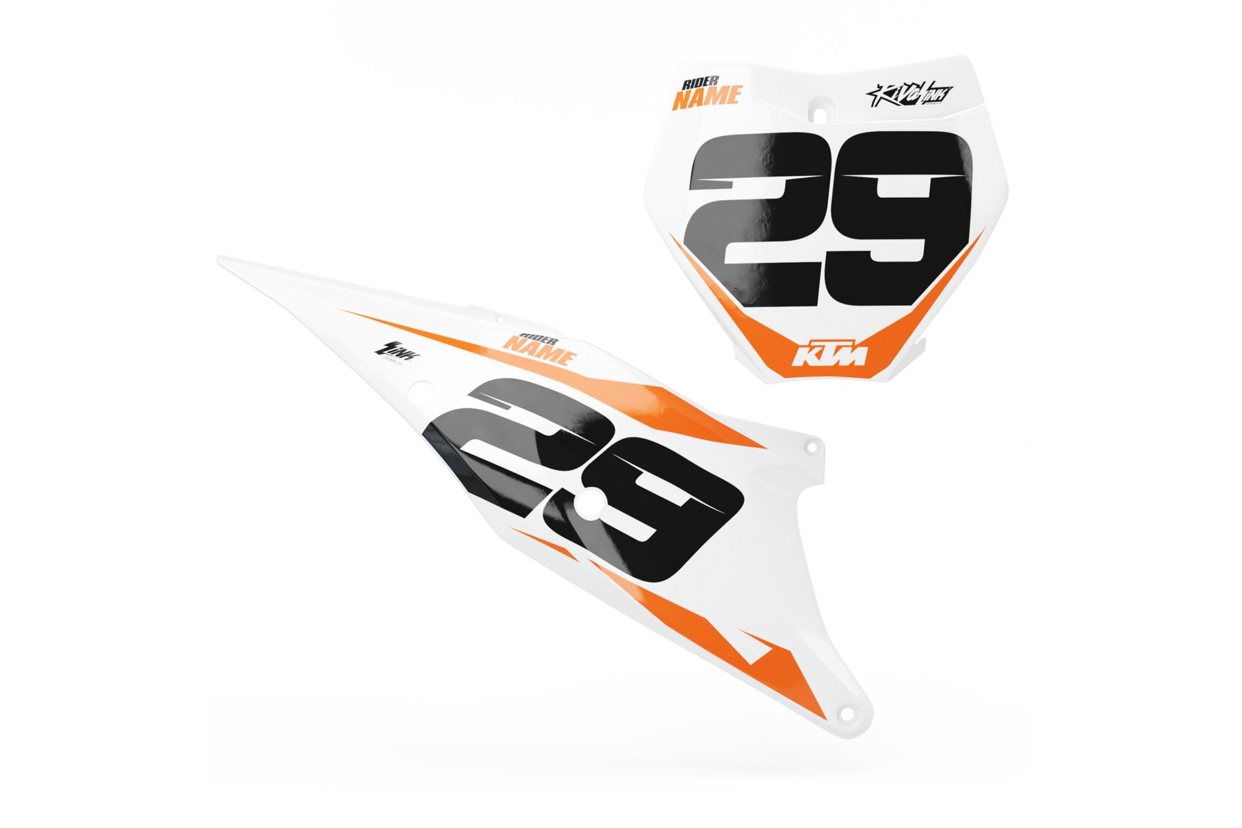 Startnummerntafeln Dekor KTM Stocker White Limited Edition Startnummerntafeln Dekor Stocker White Limited Edition passend für KTM – Bild 1