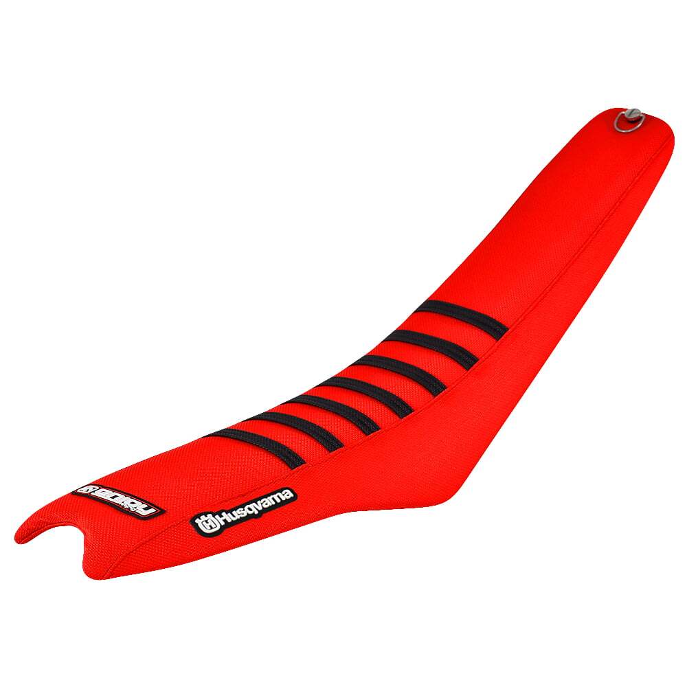 184-HUS-RED-RED-BlackRIB Factory Sitzbankbezug passend für Husqvarna Motocross und Enduromodelle – Bild 1