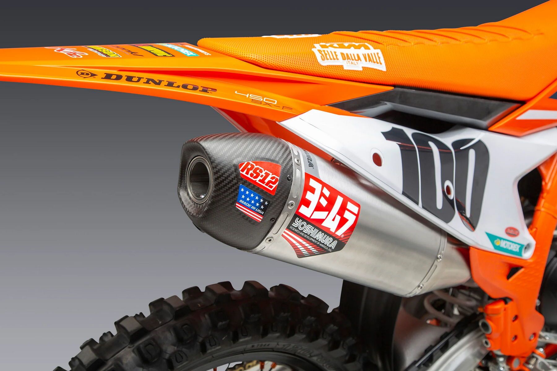 Yoshimura RS-12 stainless steel exhaust system suitable for KTM SXF 450 2023 – 2026-1 Yoshimura RS-12 stainless steel exhaust system fits KTM SXF 350 2023 – 2026 - Image 1