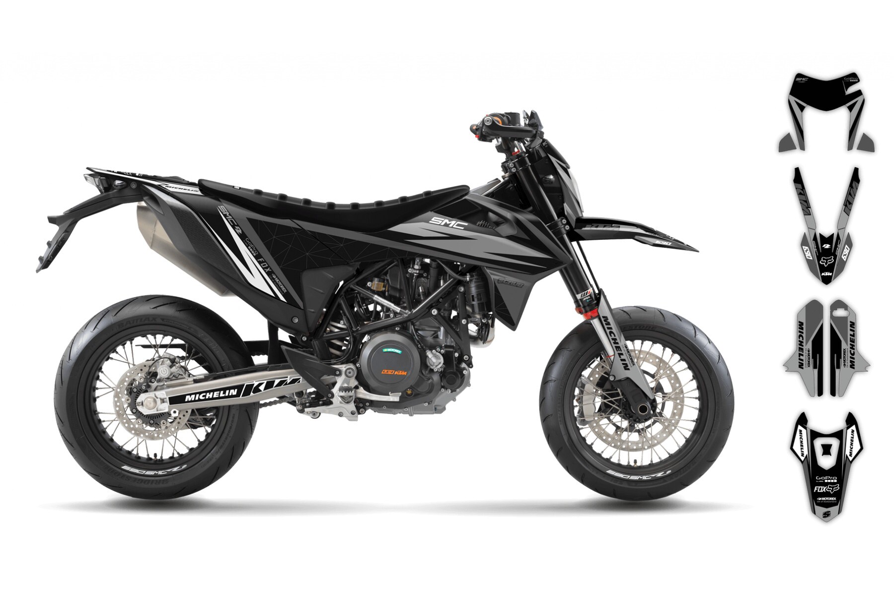 Dekor FactoryTriangle Black passend für KTM 690 SMC R – Bild 2