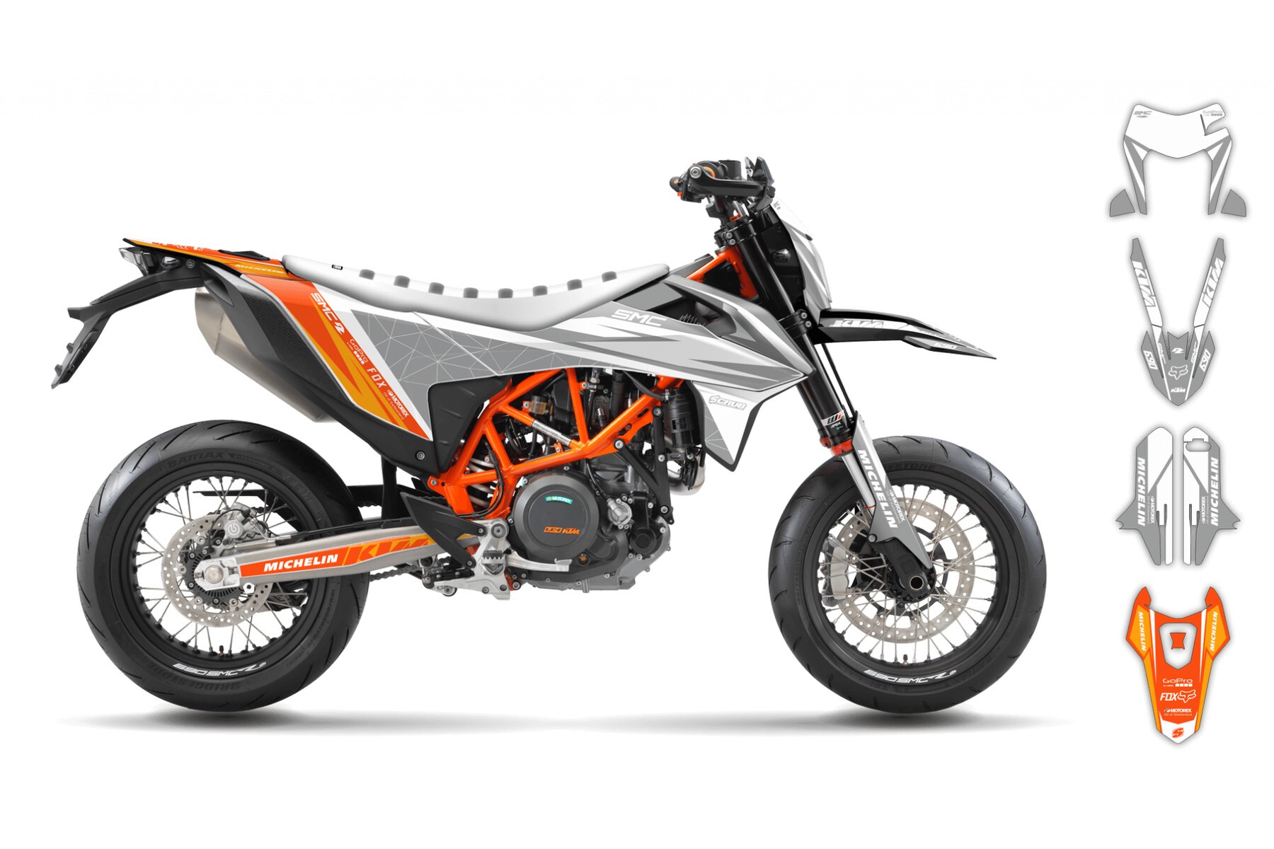 Dekor Factory Triangle White passend für KTM 690 SMC R – Bild 2
