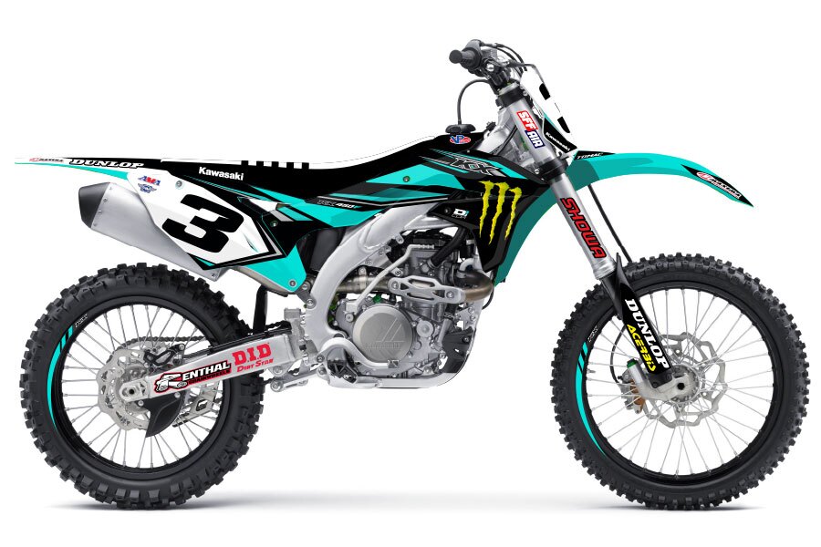 Dekor Monster Energy 2017 Teal Edition passend für Kawasaki – Bild 1