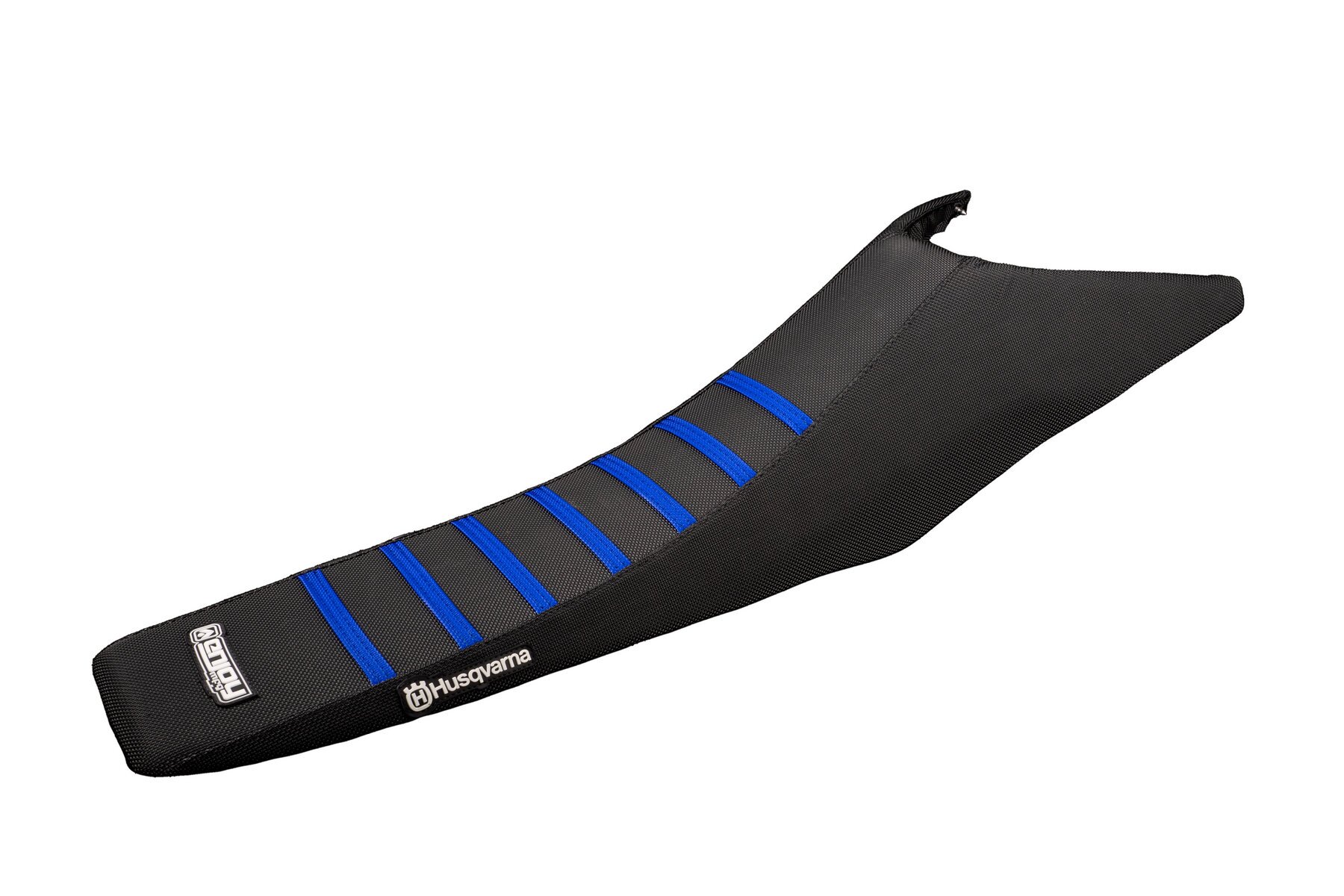 Supermoto Sitzbankbezug Husqvarna 701 Schwarzes Top – Schwarze Seiten – Blaue Rippen Supermoto Sitzbankbezug passend für Husqvarna 701 – Bild 1
