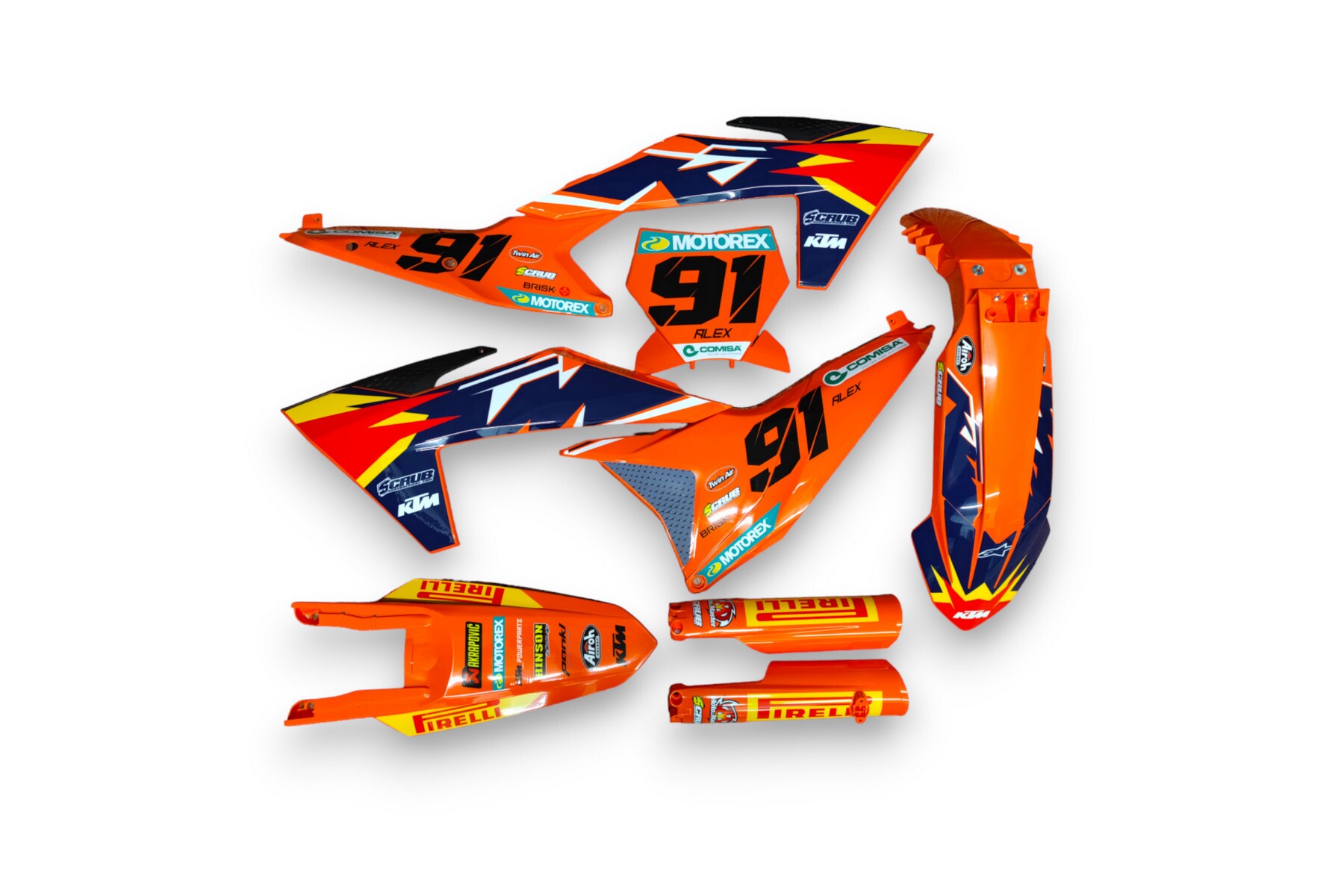 Dekor KTM auf Plastiks beklebt für MX und Enduro Modelle 01 Dekor auf Plastiks beklebt für MX & Enduro Modelle passend für KTM – Bild 1