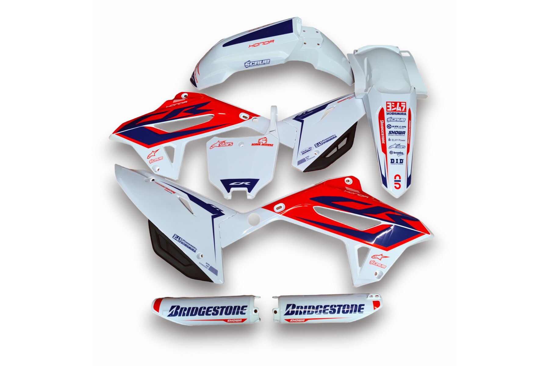 Dekor Honda auf Plastiks beklebt für MX und Enduro Modelle 02 Dekor auf Plastiks beklebt für MX und Enduro Modelle passend für Honda – Bild 1