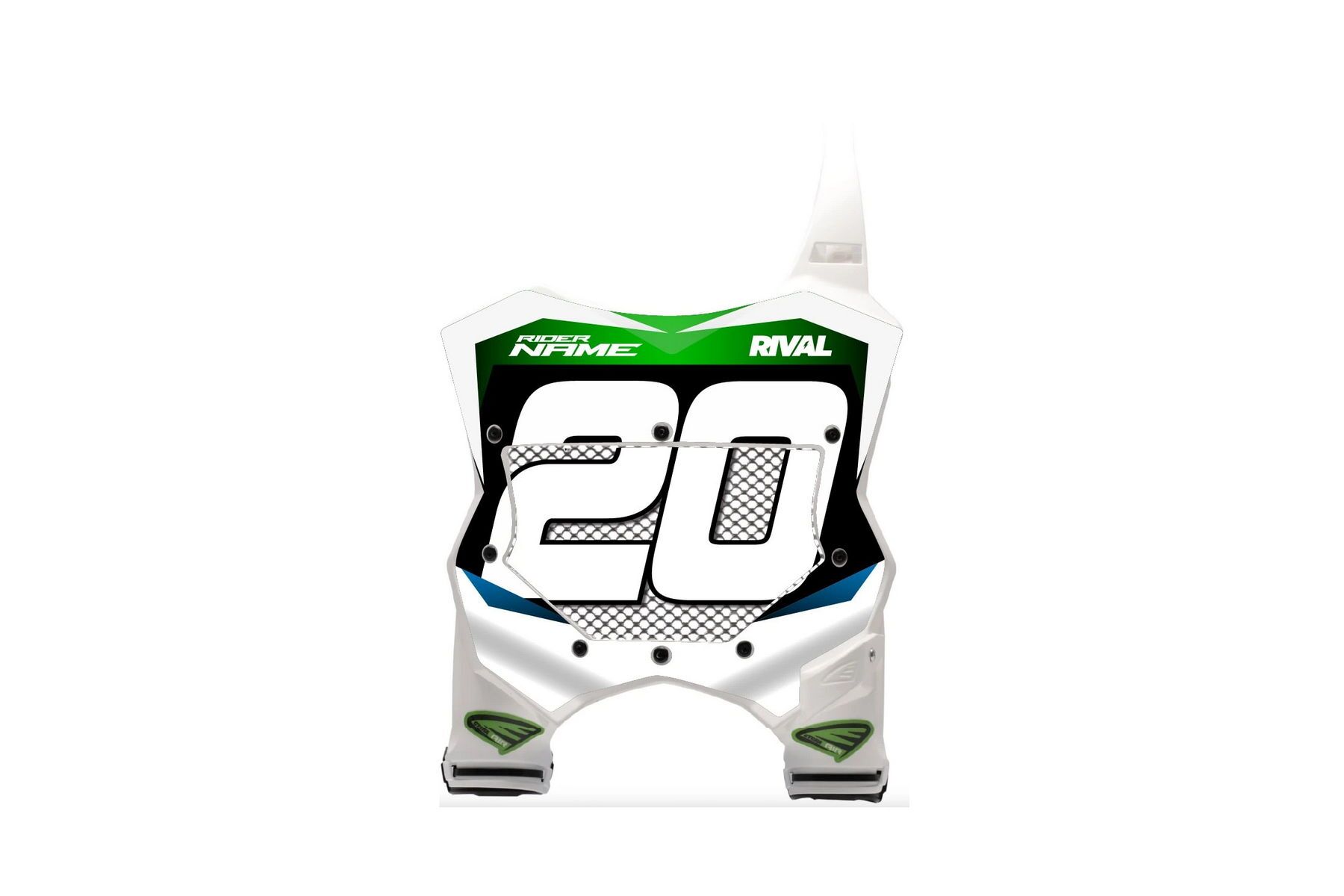 Cycra Startnummerntafel Stadium Vented KX3 Cycra Startnummerntafel Stadium Vented passend für Kawasaki KXF450 2016 – 2026 und KXF250 2017 – 2026 Weiß mit Name und Startnummer – Bild 1