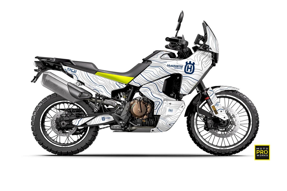 Dekor Factory Exploration White - Blue passend für Husqvarna Norden 901 – Bild 1