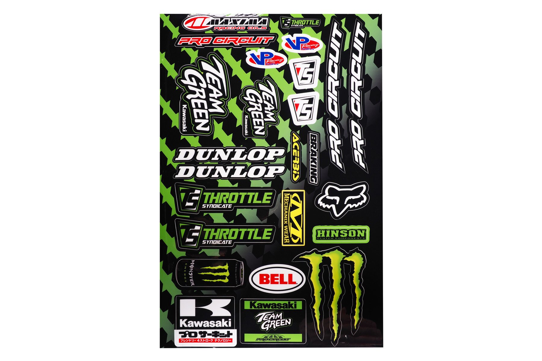 Stickerbogen Team Green Kawasaki V1 Stickerbogen Kawasaki Team Green – Bild 1