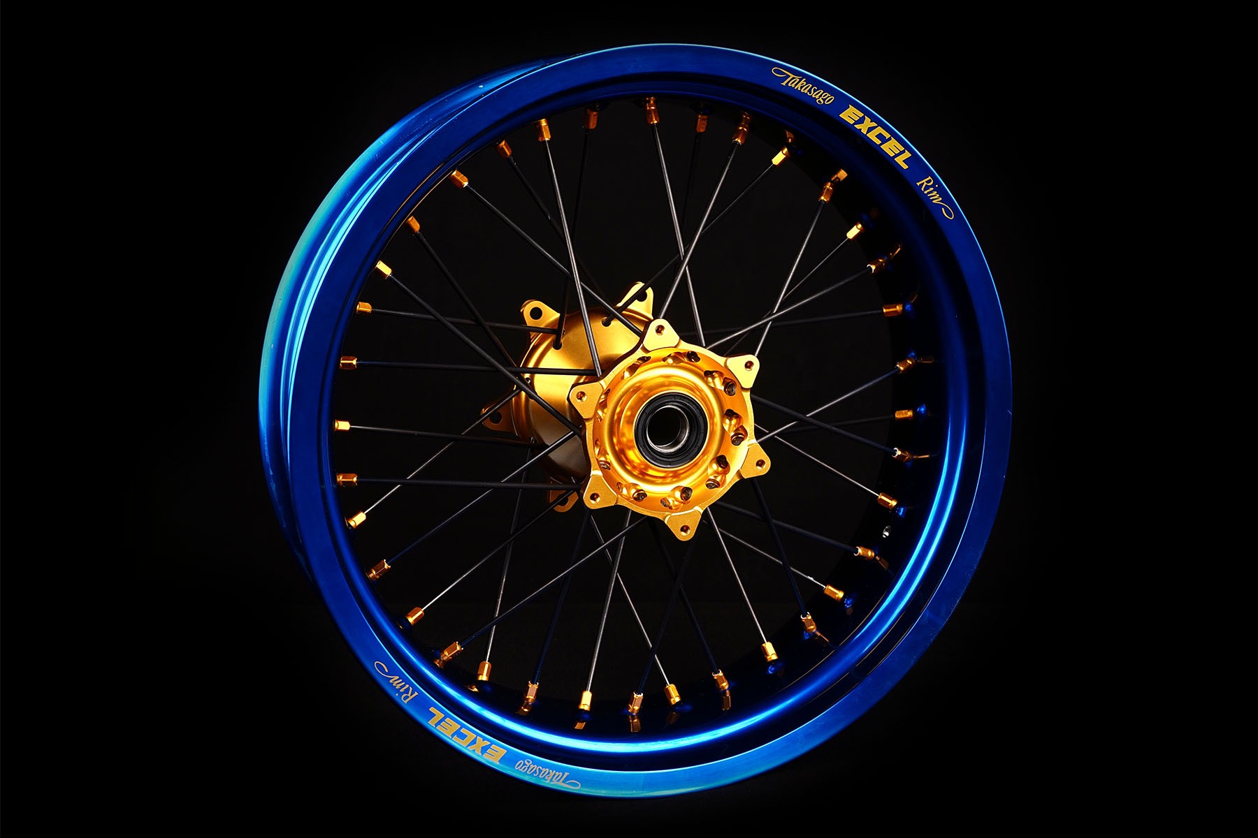 Supermoto Komplettrad Blau-Gold Supermoto Radsatz von Haan Wheels – Bild 1