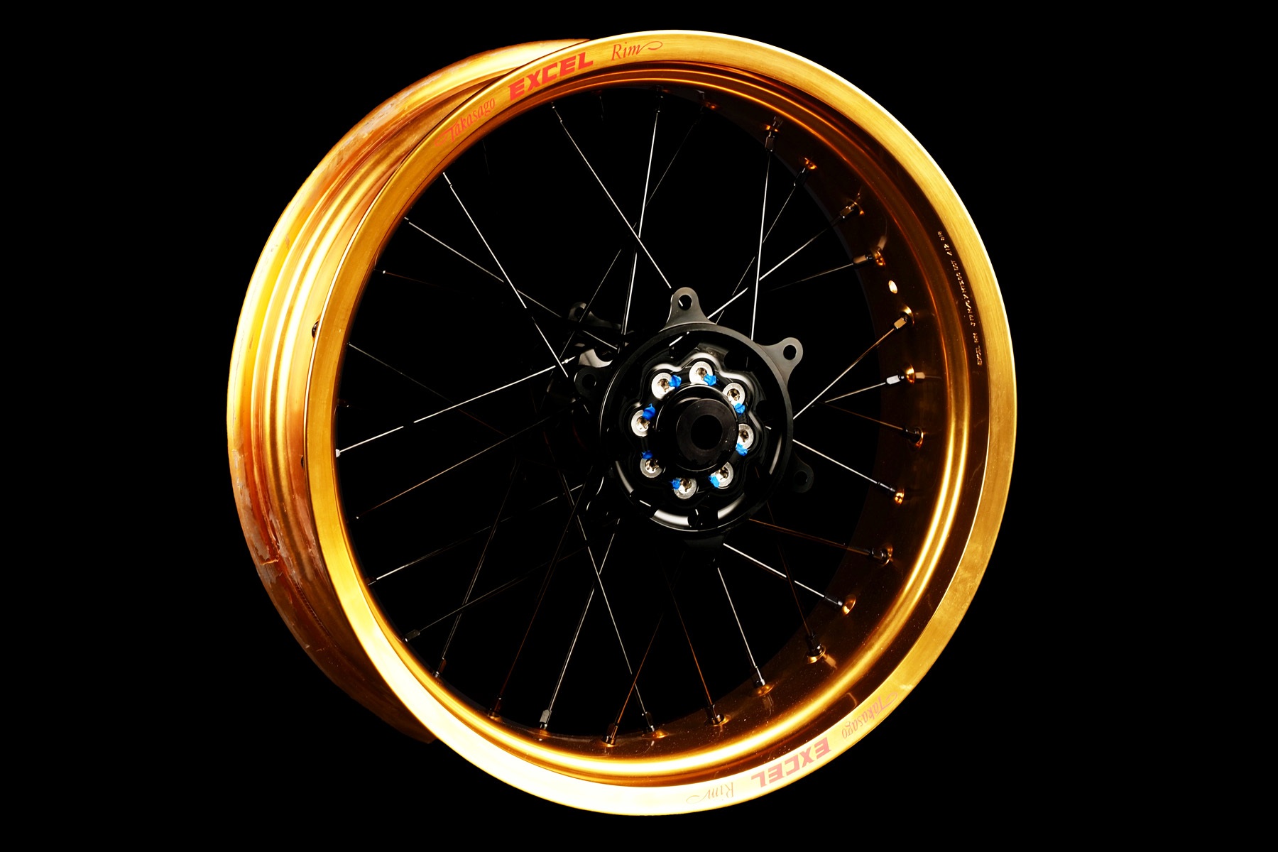 Supermoto Radsatz Excel G2 Series Gold Schwarz Excel Felgensatz G2 Series | Supermoto Felgen | Gold – Schwarz – Bild 1