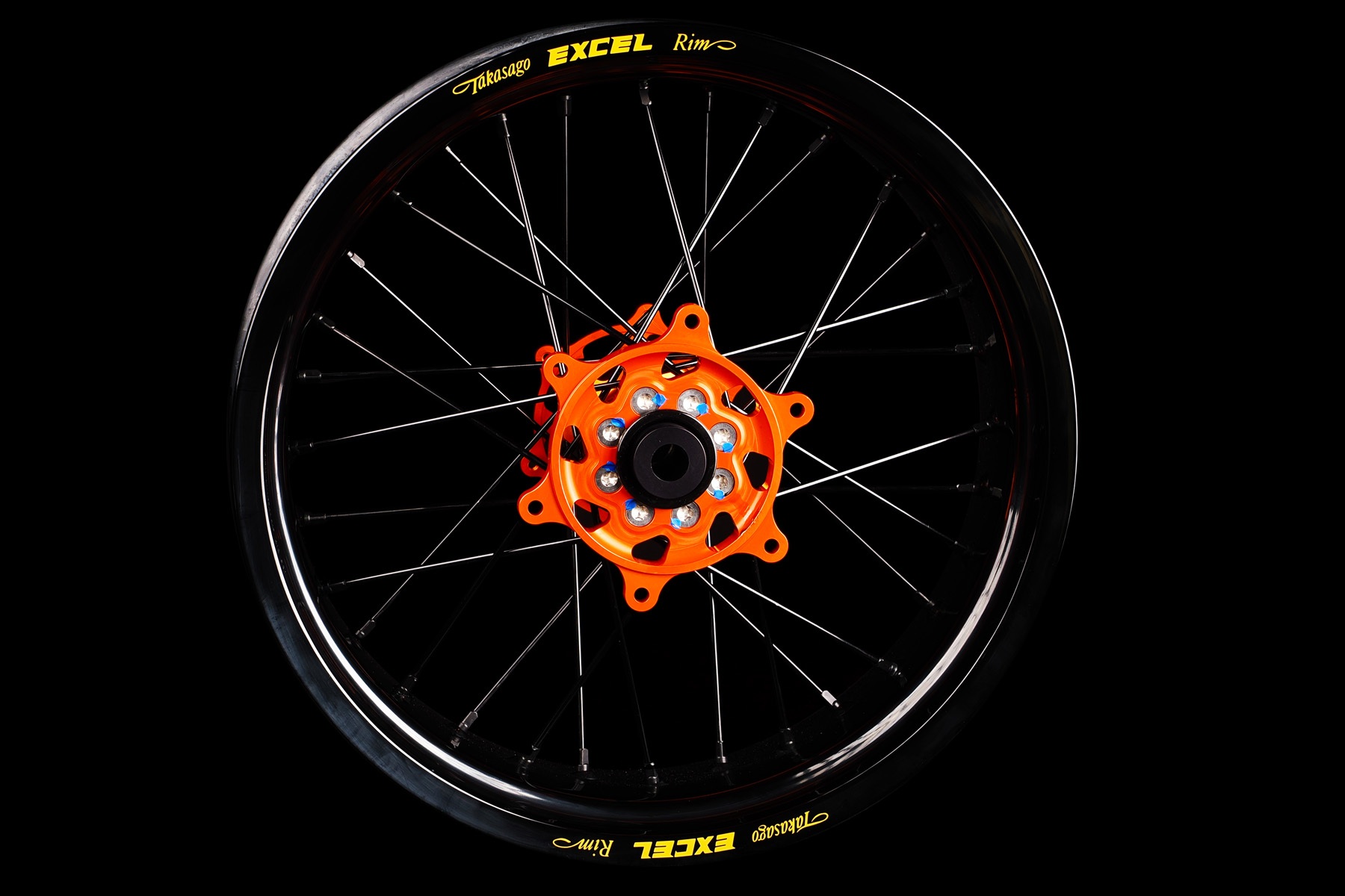 Supermoto-Radsatz-Excel-G2-Series-schwarz-orange Excel Felgensatz G2 Series | Supermoto Felgen | Schwarz – Orange – Bild 1