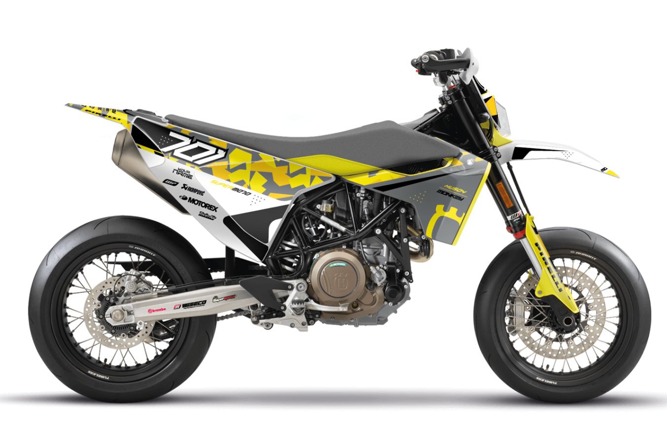 Dekor Factory Husqvarna 701 Supermoto Camo Yellow Grey 1 Dekor Factory Camo Yellow Grey passend für Husqvarna 701 Supermoto – Bild 1