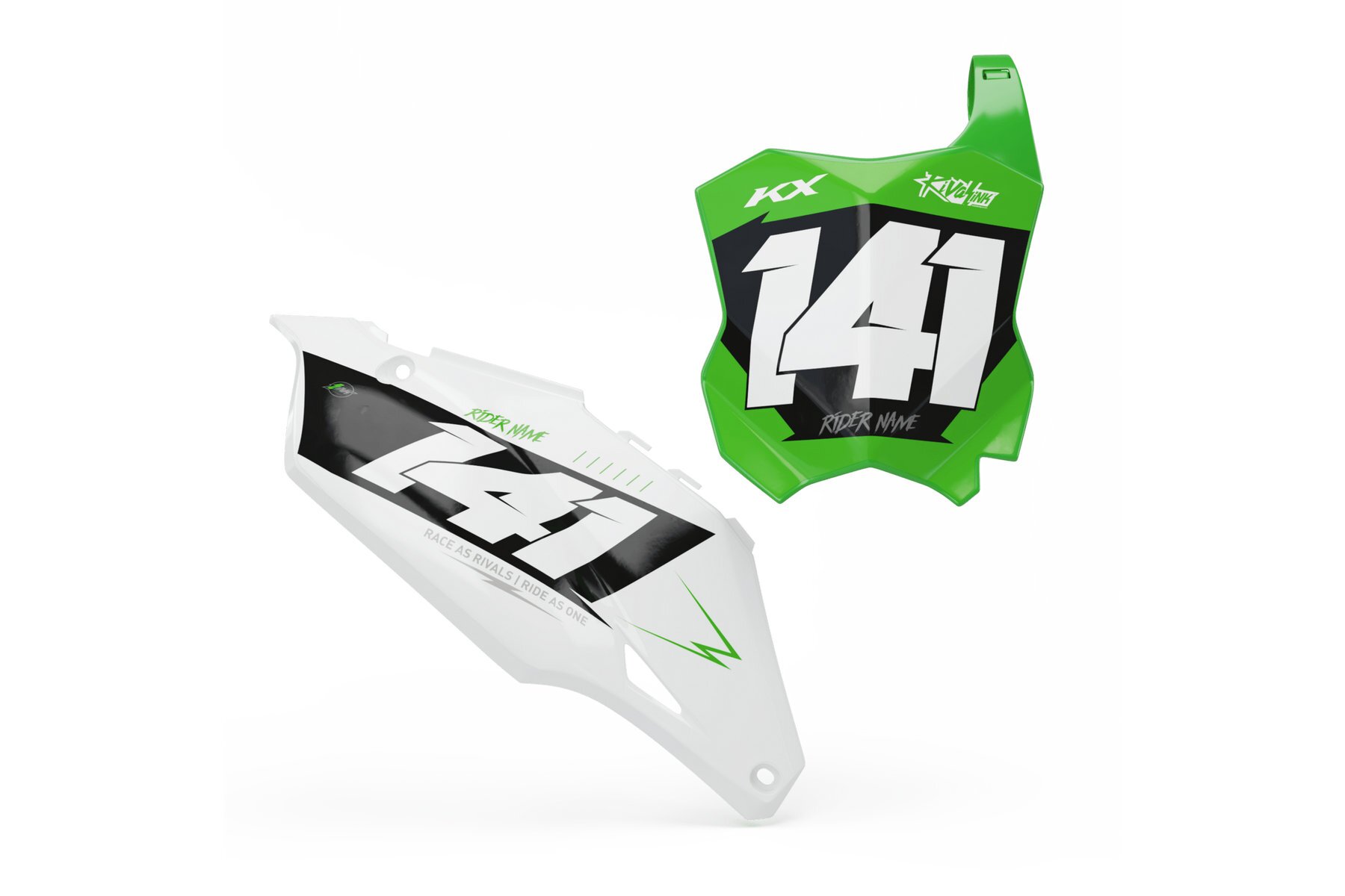 Startnummerntafeln Dekor Kawasaki Raider White Limited Edition Startnummerntafeln Dekor Raider White Limited Edition passend für Kawasaki – Bild 1