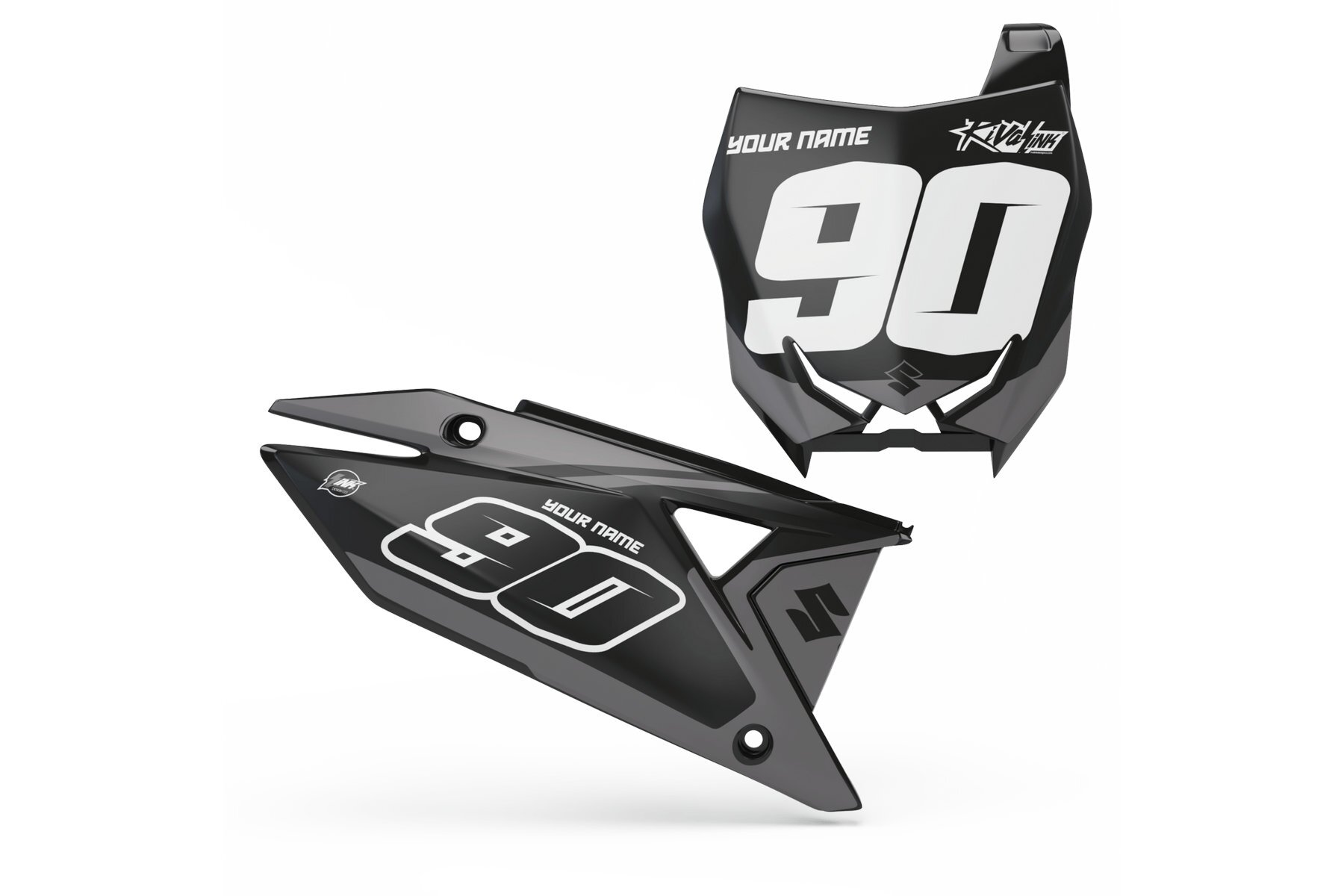 Startnummerntafeln Dekor Suzuki Blocker Grey Limited Edition Startnummerntafeln Dekor Blocker Grey Limited Edition passend für Suzuki – Bild 1