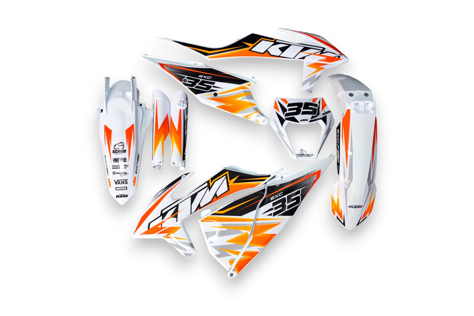 Dekor KTM auf Plastiks beklebt für MX und Enduro Modelle 23 Dekor auf Plastiks beklebt für MX und Enduro Modelle passend für KTM – Bild 1