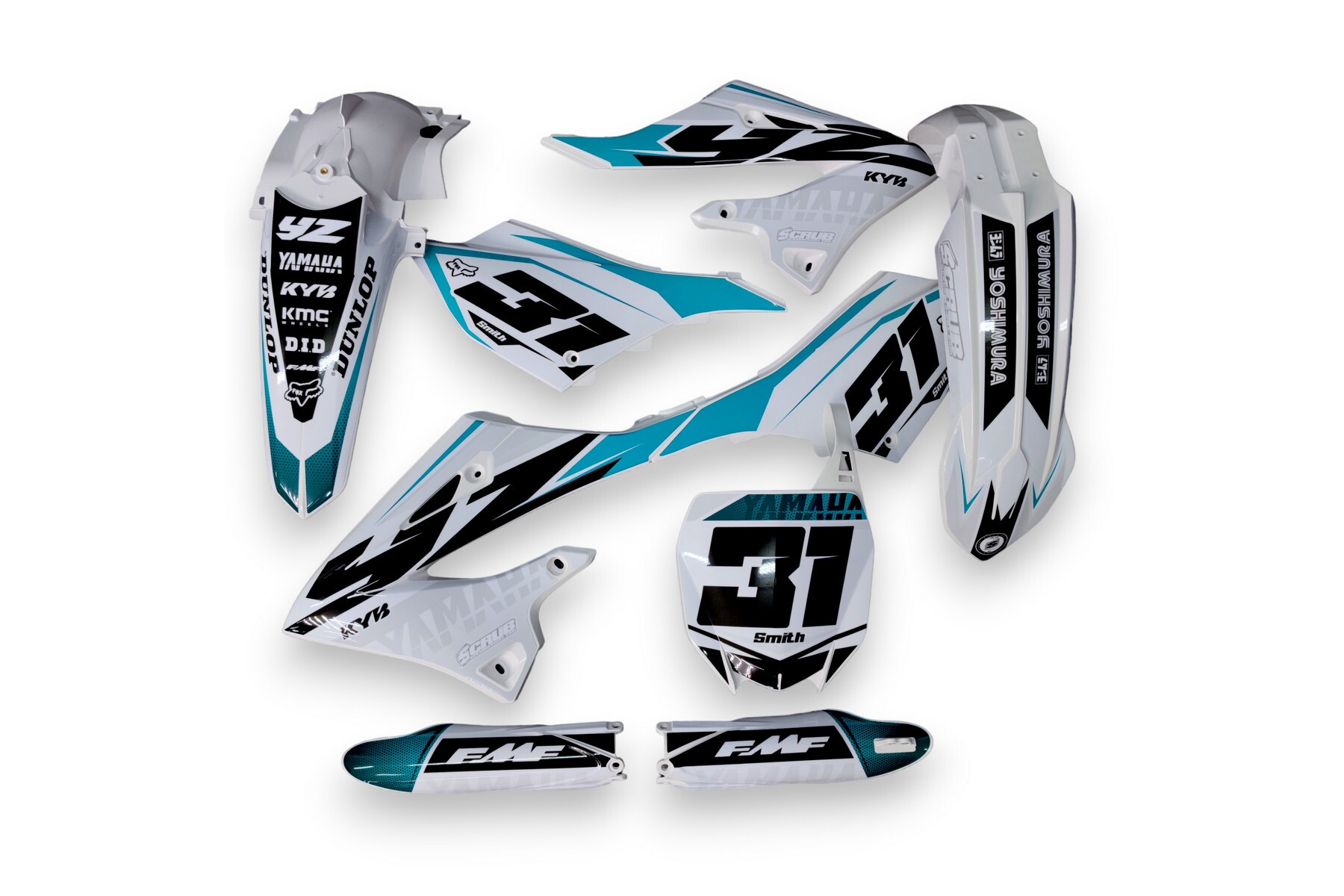 Dekor Yamaha auf Plastiks beklebt für MX und Enduro Modelle 02 Dekor auf Plastiks beklebt für MX und Enduro Modelle passend für Yamaha – Bild 1