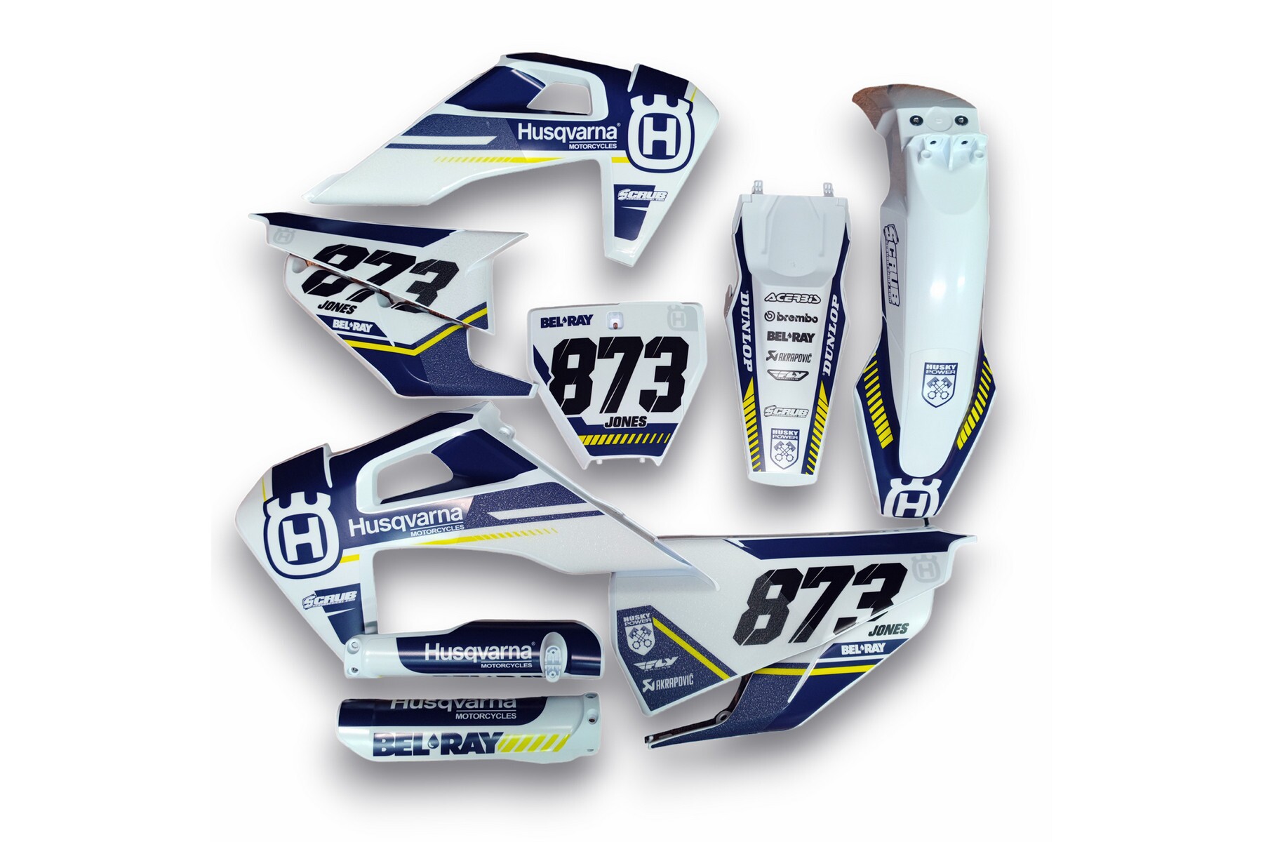 Dekor Husqvarna auf Plastiks beklebt für MX und Enduro Modelle 06 Dekor auf Plastiks beklebt für MX und Enduro Modelle passend für Husqvarna – Bild 1