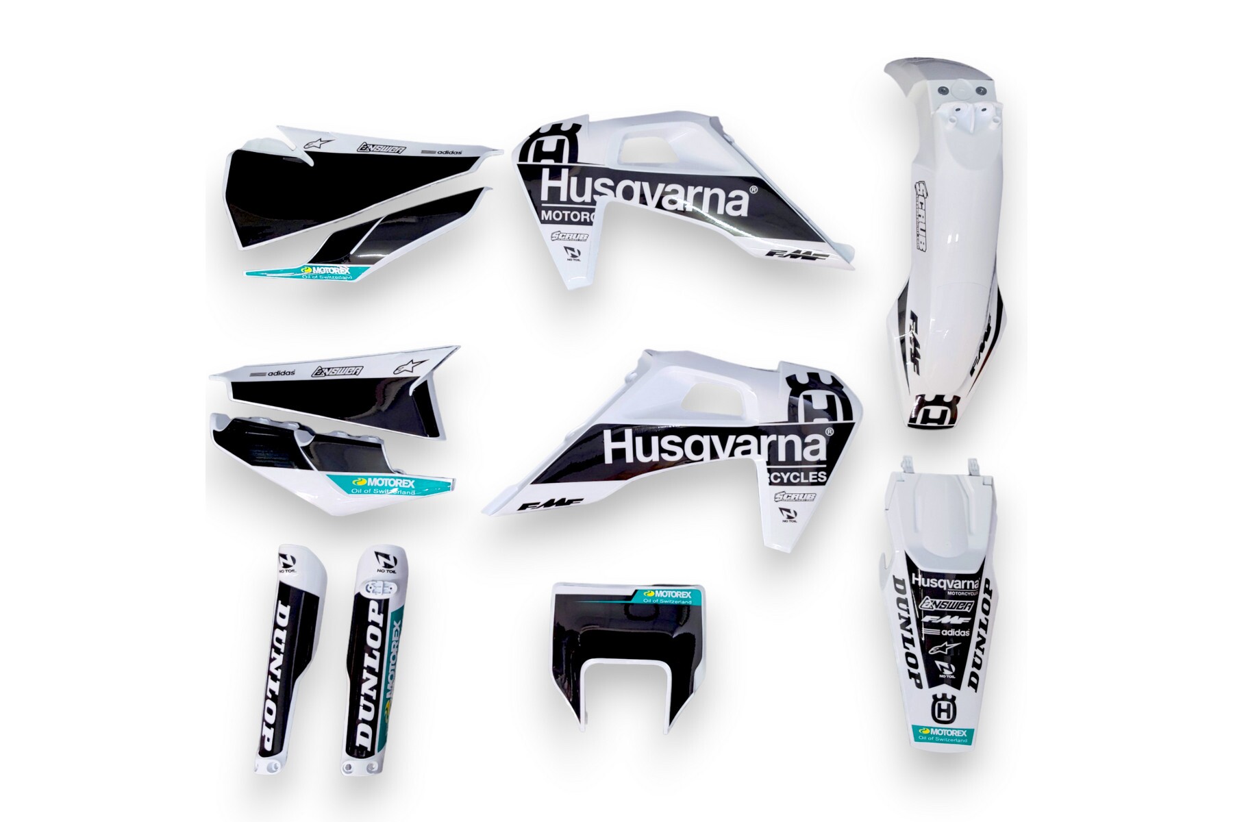 Dekor Husqvarna auf Plastiks beklebt für MX und Enduro Modelle 08 Dekor auf Plastiks beklebt für MX und Enduro Modelle passend für Husqvarna – Bild 1