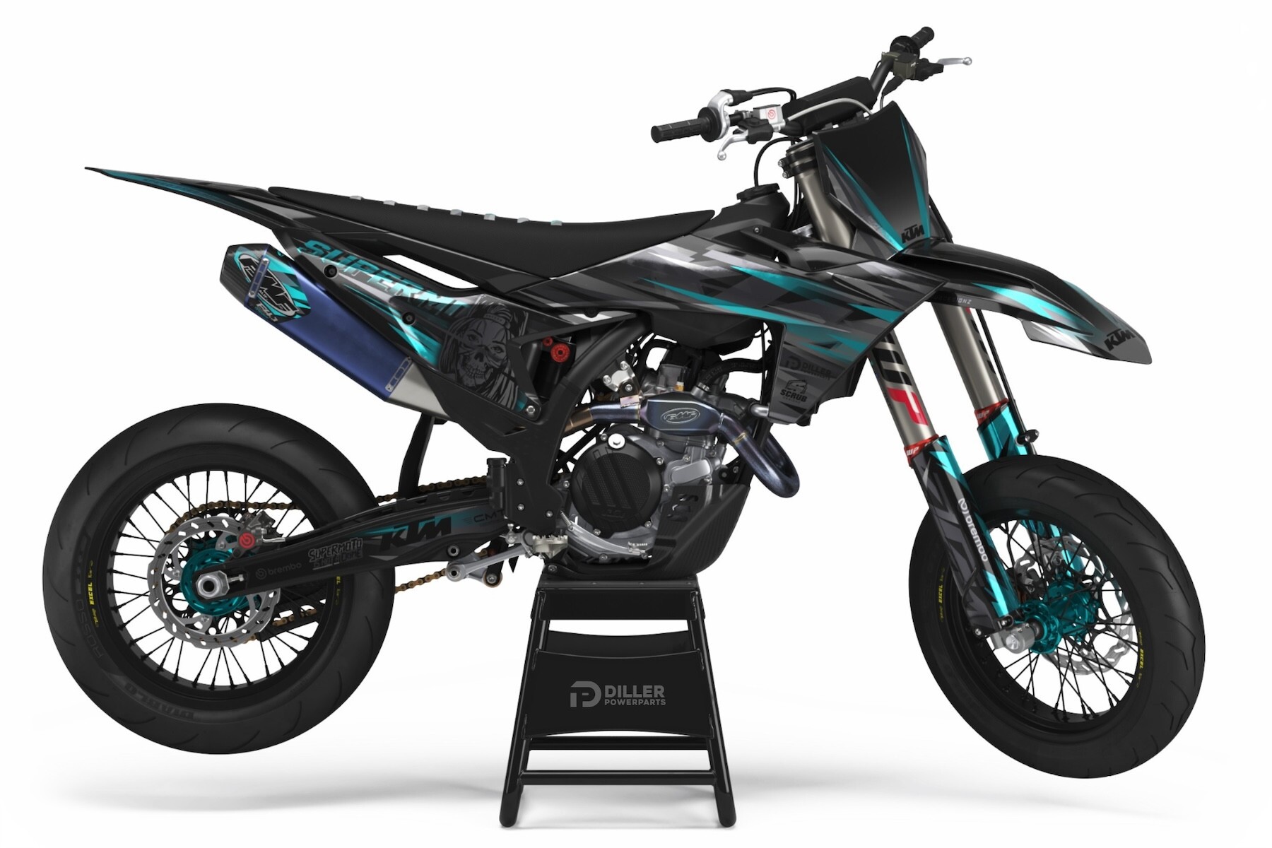 Supermoto Dekor passend für KTM Jungle Grey optional in Full Chrome Supermoto Dekor Jungle Grey passend für KTM optional in Full Chrome – Bild 1