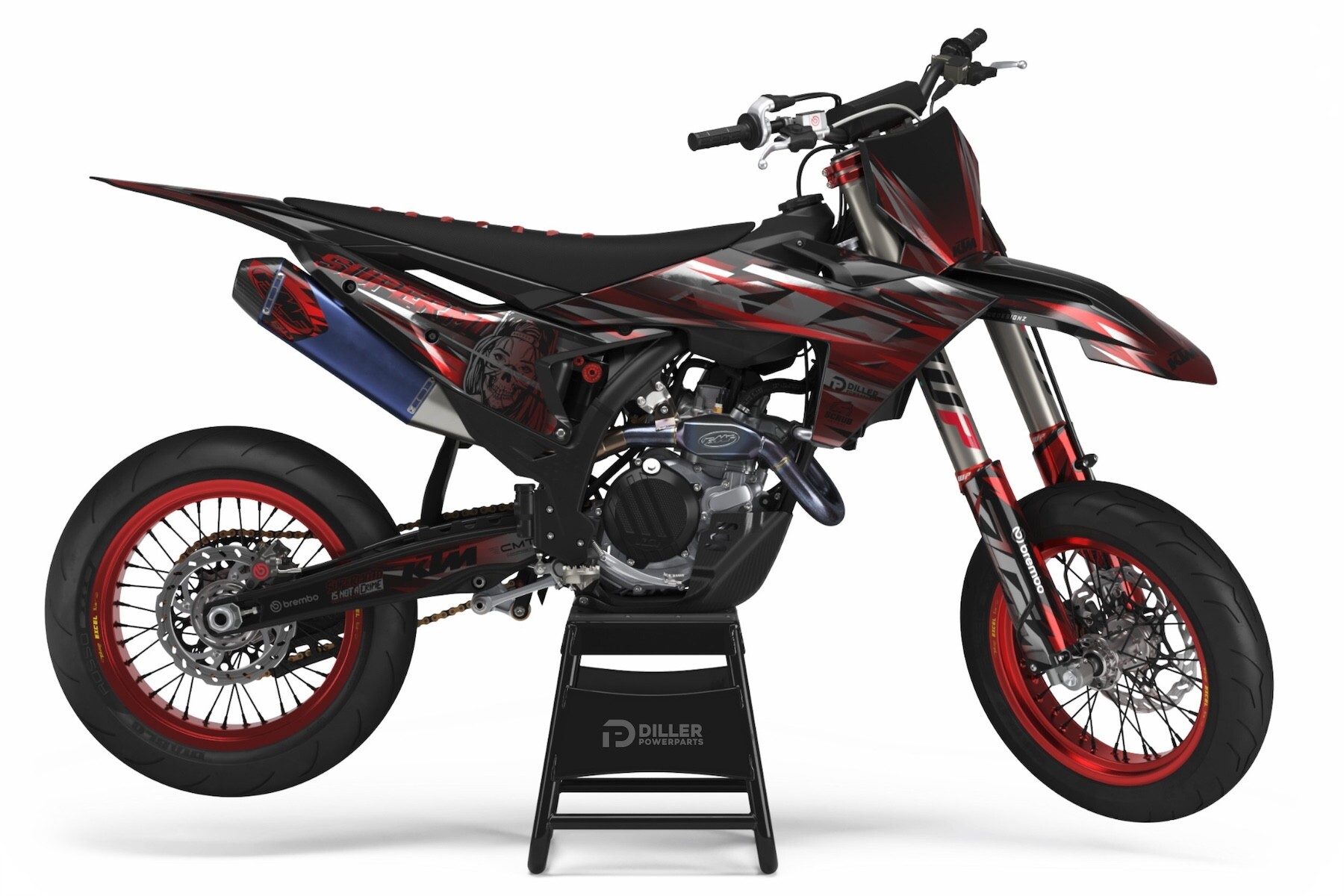 Supermoto Dekor passend für KTM Jungle Red optional in Full Chrome Supermoto Dekor Jungle Red passend für KTM optional in Full Chrome – Bild 1