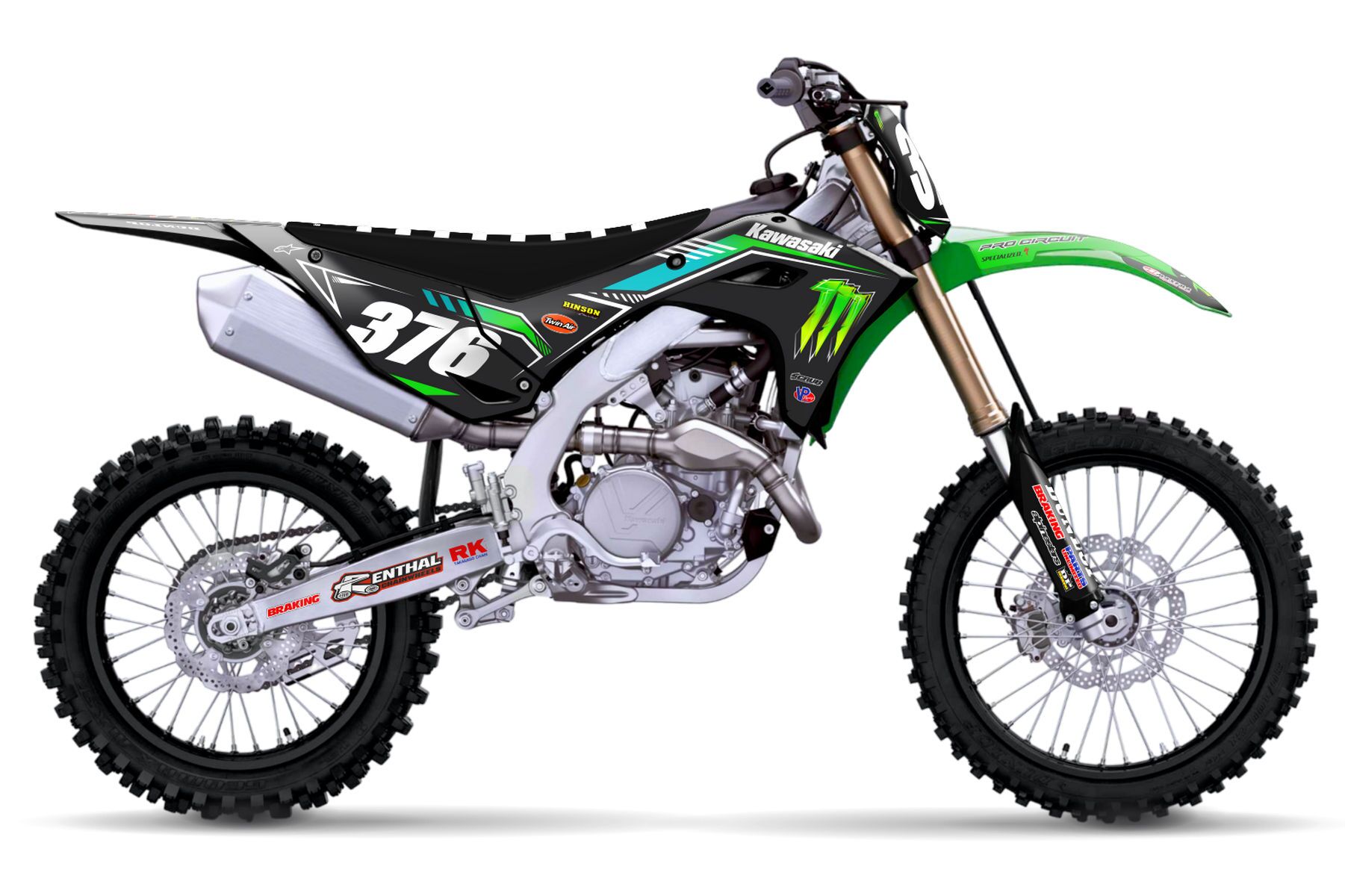 Dekor Monster Energy passend für Kawasaki Pro Circuit Black Limited Edition-W Dekor Monster Energy Pro Circuit Black Limited Edition passend für Kawasaki – Bild 1