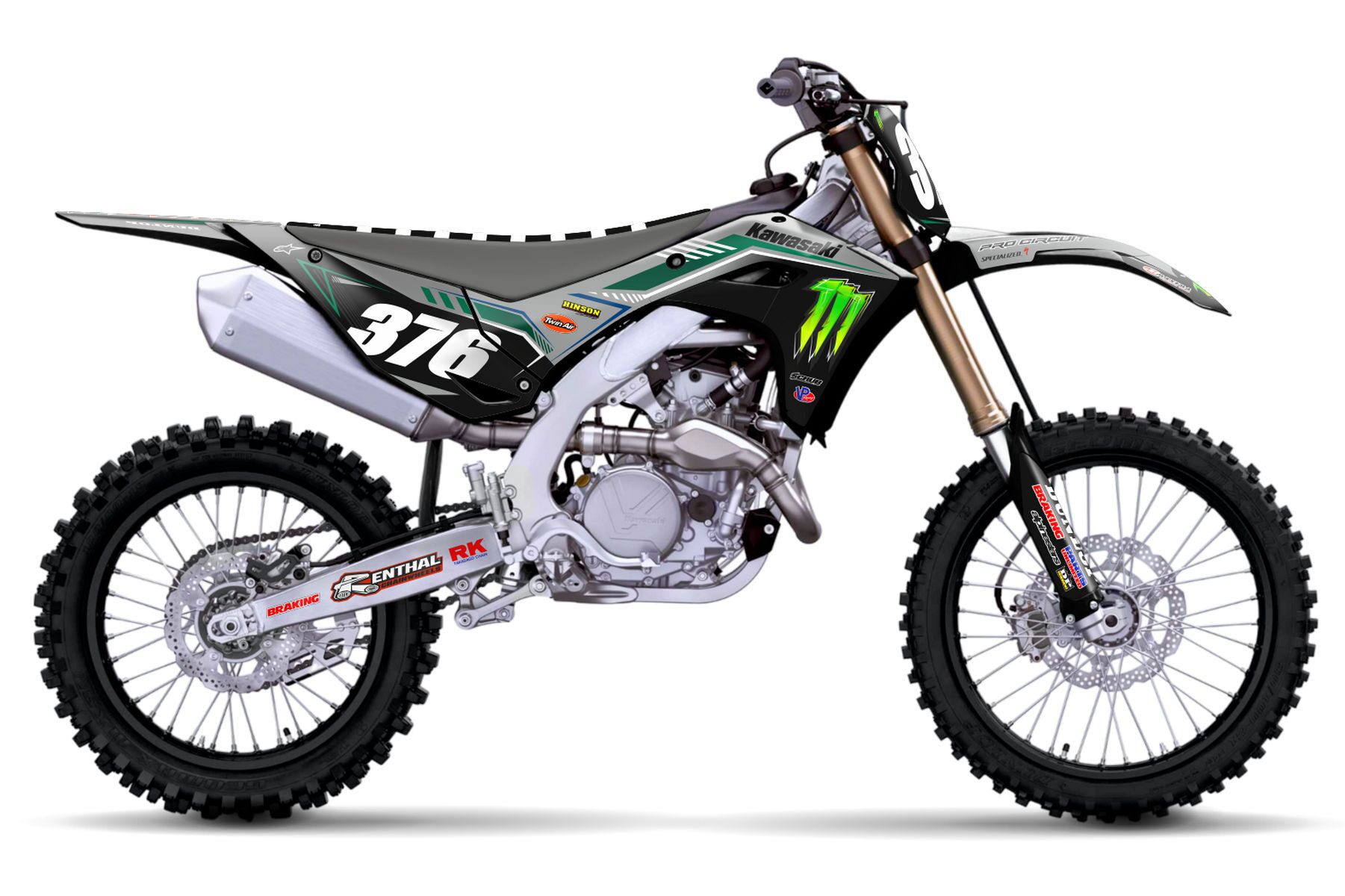 Dekor Monster Energy passend für Kawasaki Pro Circuit Grey Limited Edition-W Dekor Monster Energy Pro Circuit Grey Limited Edition passend für Kawasaki – Bild 1