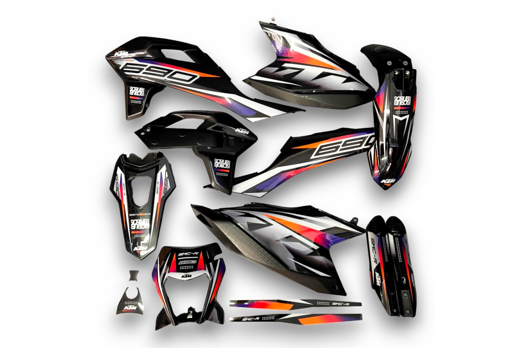 Dekor auf Plastiks beklebt passend für KTM 690 SMC R-03 Dekor auf Plastiks beklebt passend für KTM 690 SMC R – Bild 1