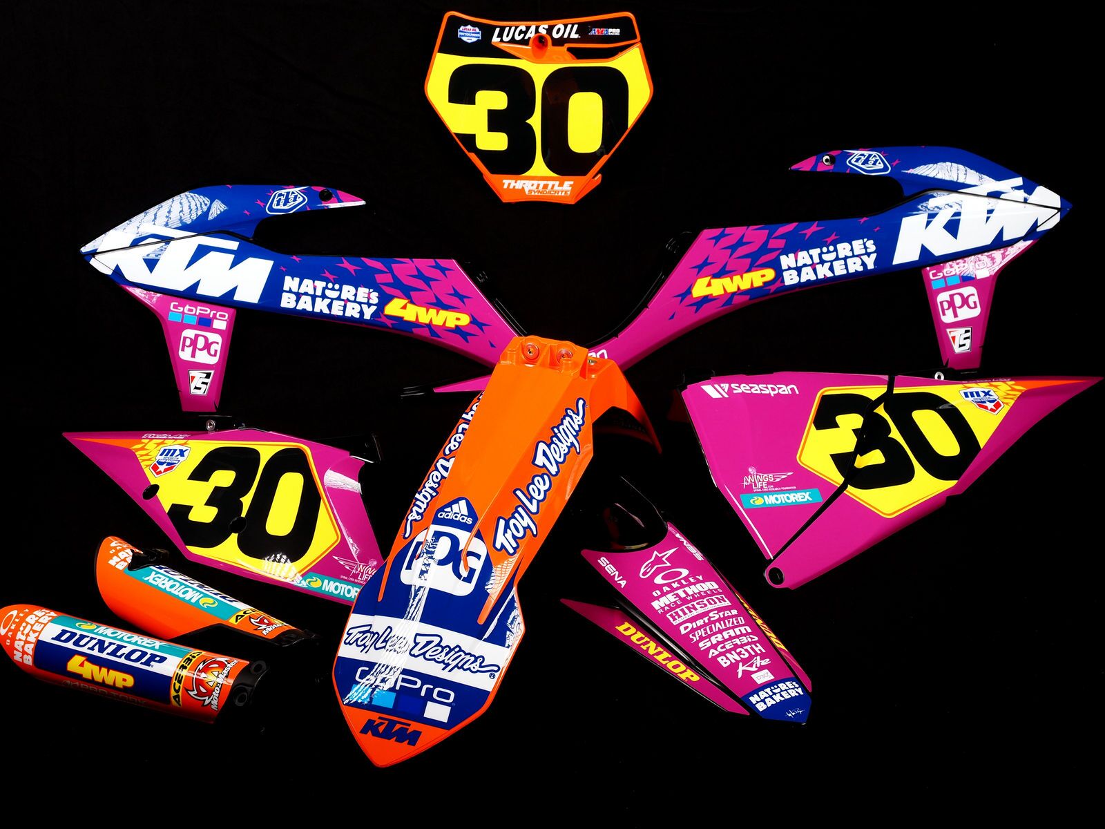 Troy Lee Designs Dekor auf Plastiks beklebt für MX & Enduro Modelle passend für KTM – Bild 1