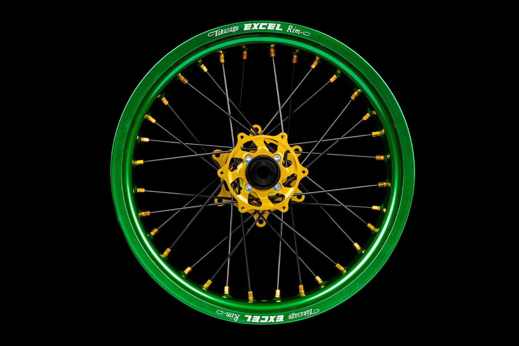 Excel Felgensatz G2 Series | Supermoto Felgen | Grün – Gold – Bild 1