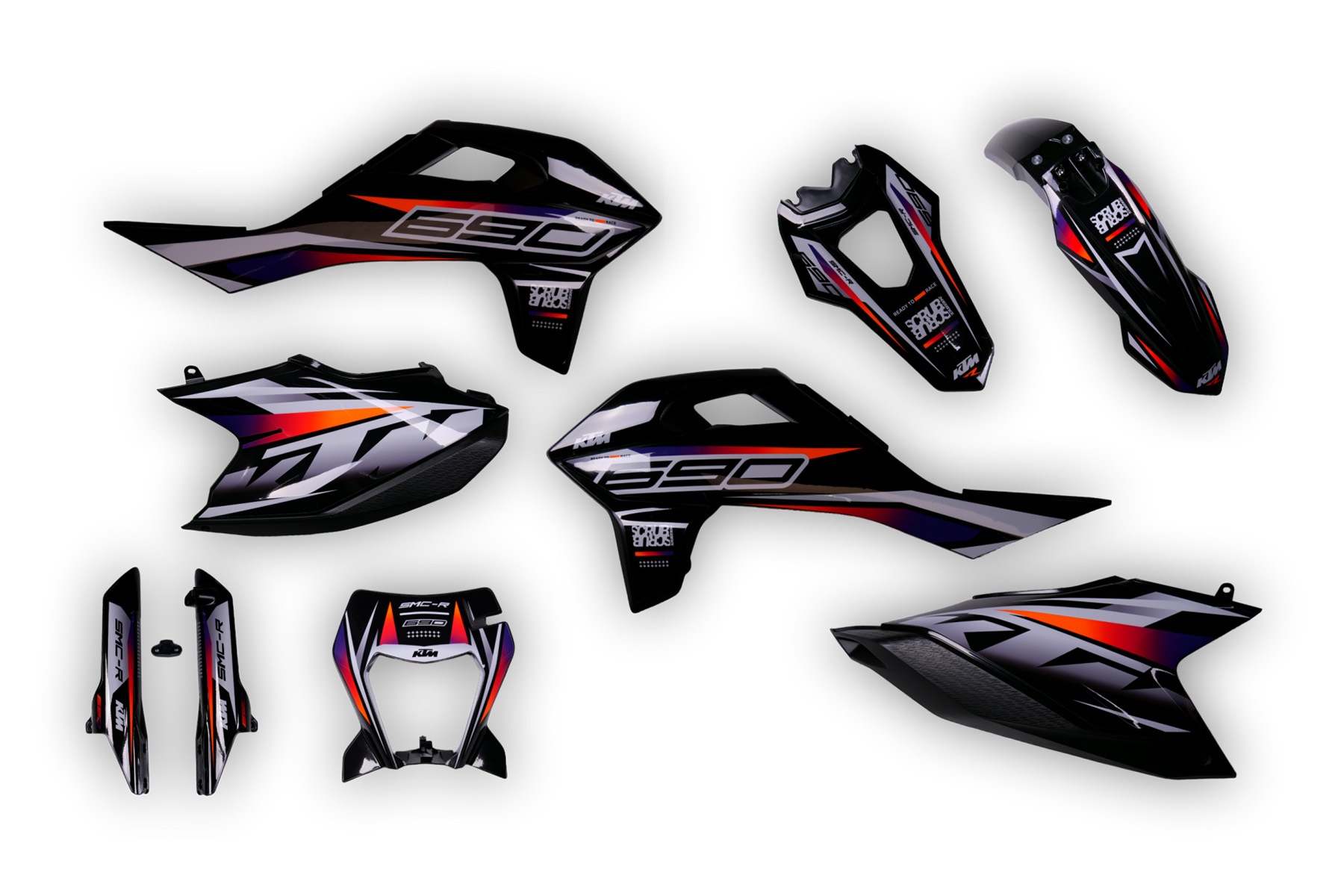 Dekor-auf-Plastiks-beklebt-passend-fuer-KTM-690-SMC-R-04 Dekor auf Plastiks beklebt passend für KTM 690 SMC R – Bild 1