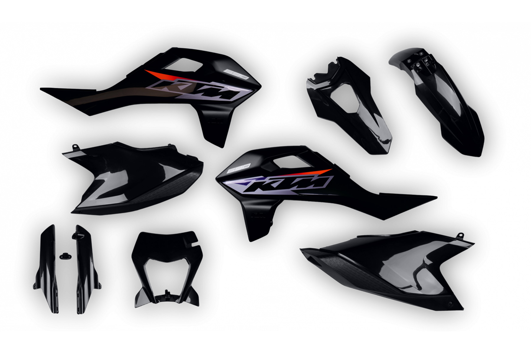 Plastik Full Kit passend für KTM 690 SMC R 2019 – 2024 Schwarz Trim Plastik Full Kit passend für KTM 690 SMC R 2019 – 2024 Schwarz | Trim – Bild 1