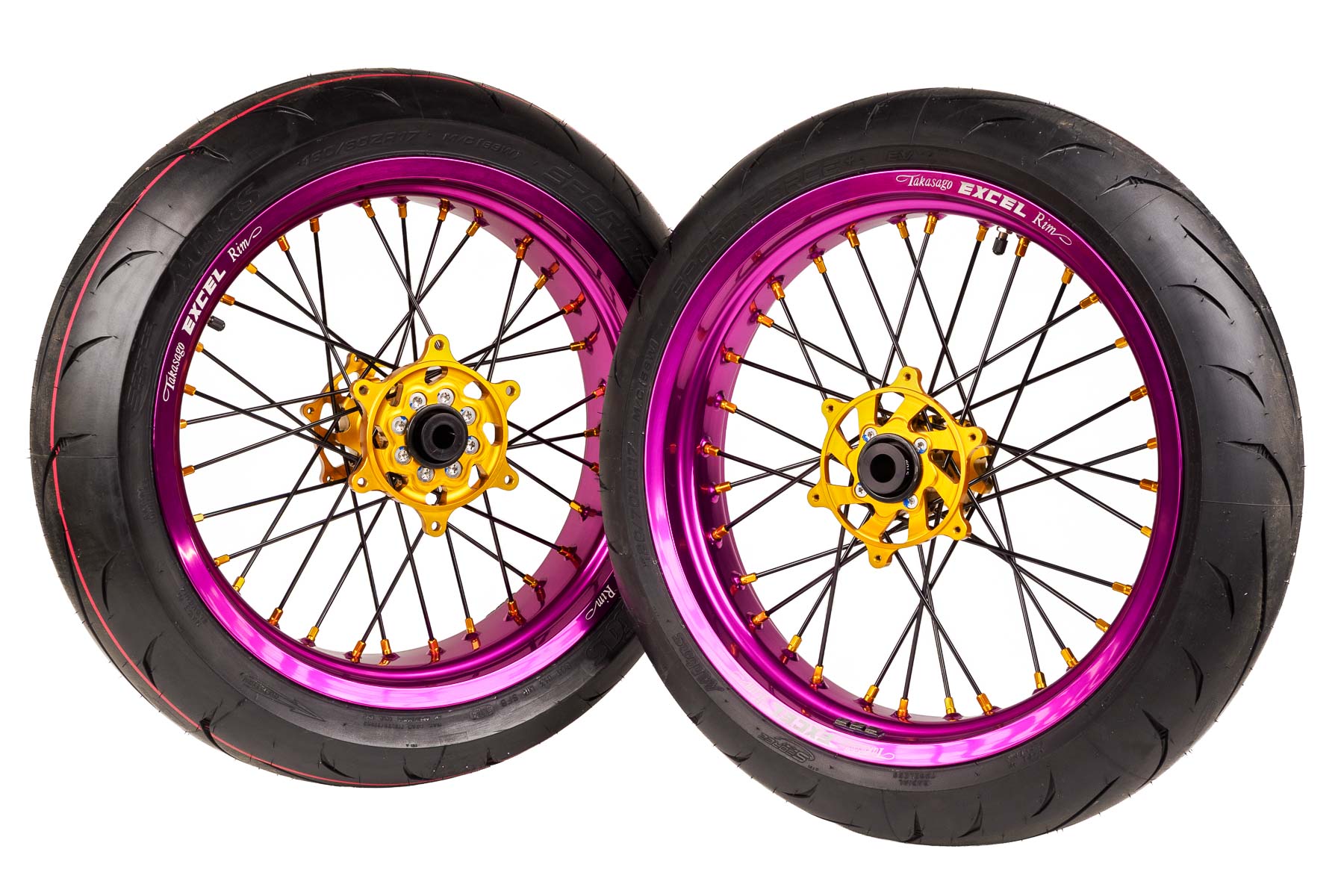 Excel Felgensatz G2 Series Supermoto Felgen Lila -Gold passend für KTM, Husqvarna, Gas Gas und Stark Varg Excel Felgensatz G2 Series | Supermoto Felgen | Lila – Gold passend für KTM, Husqvarna, Gas Gas und Stark Varg – Bild 1