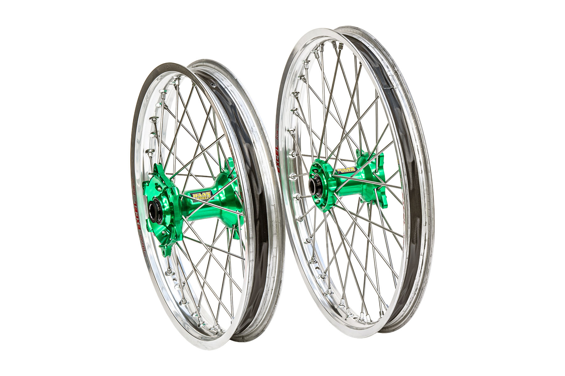 Excel Felgensatz Haan Wheels Motocross Felgen Silber Grün Excel Felgensatz Haan Wheels Motocross Felgen Silber Grün