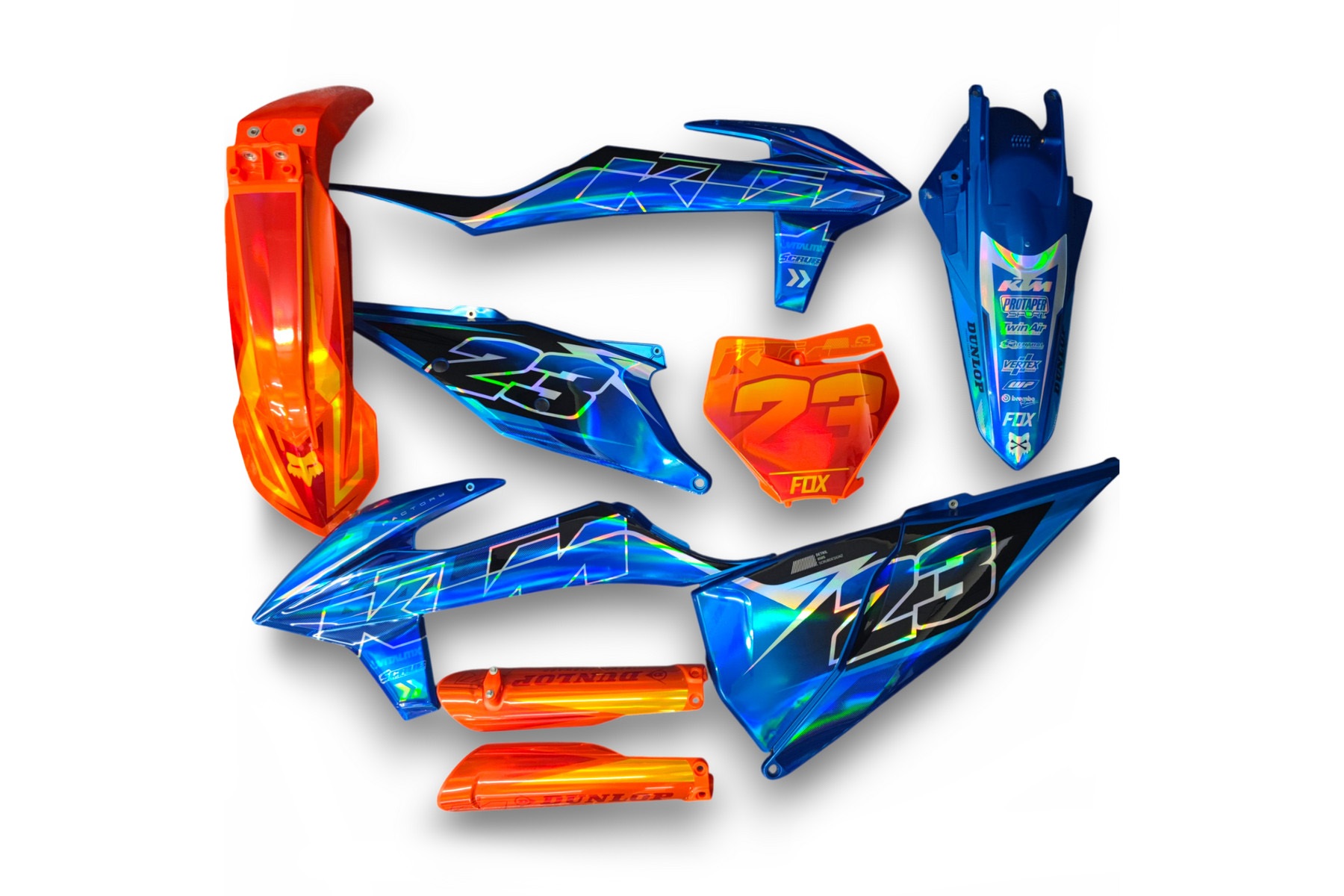 Holo Chrom Dekor auf Plastiks beklebt für MX & Enduro Modelle passend für KTM