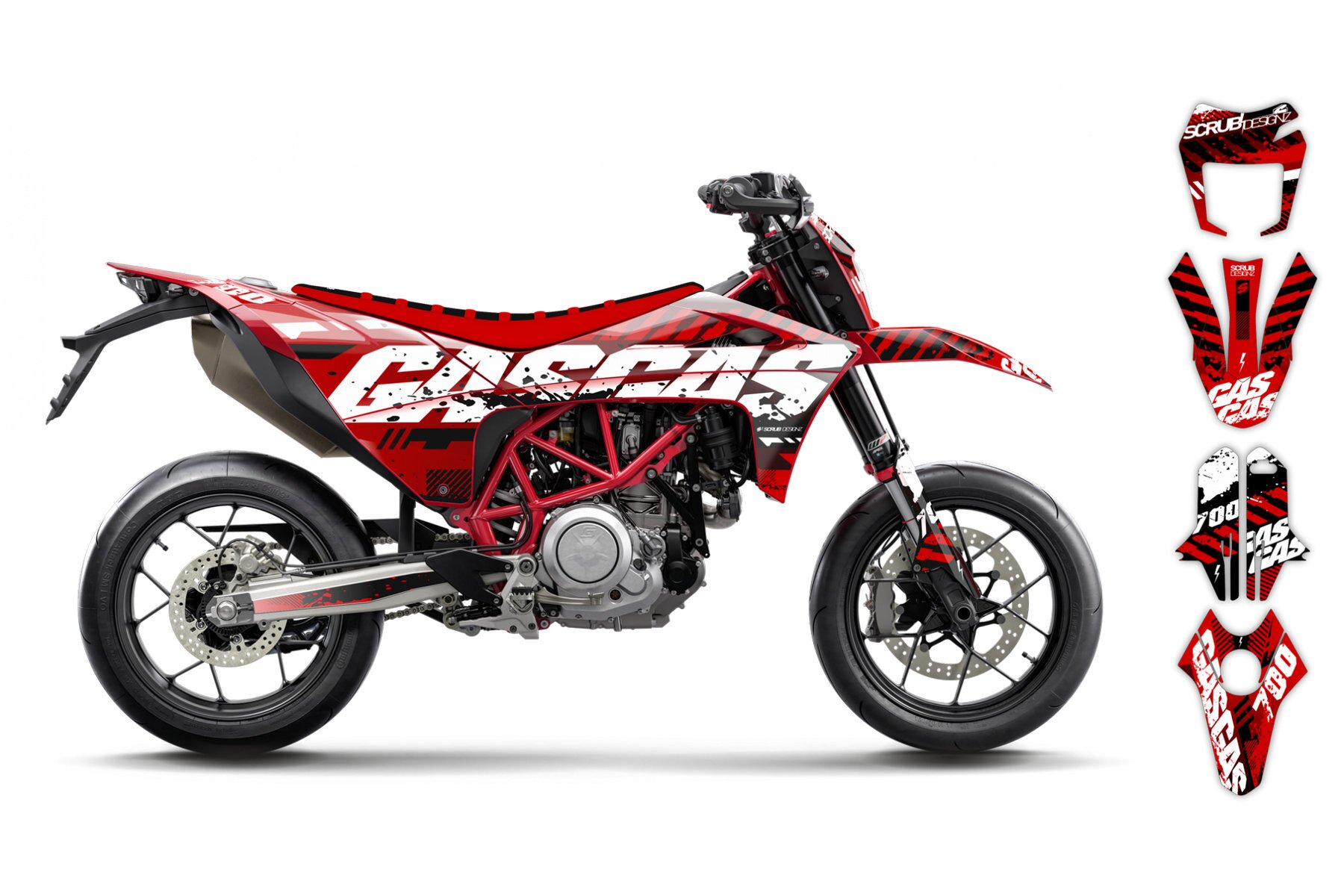 Dekor Factory Crash Red White passend für Gas Gas SM 700 – Bild 2