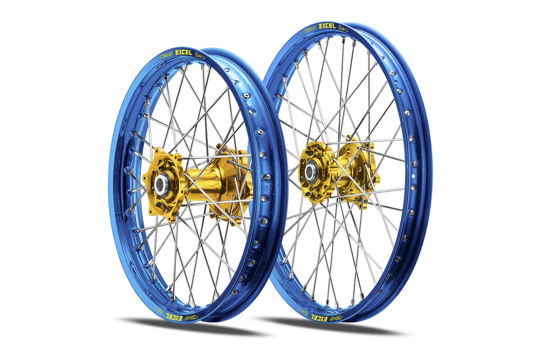 Excel Felgensatz Haan Wheels | Motocross Felgen | Blau – Gold