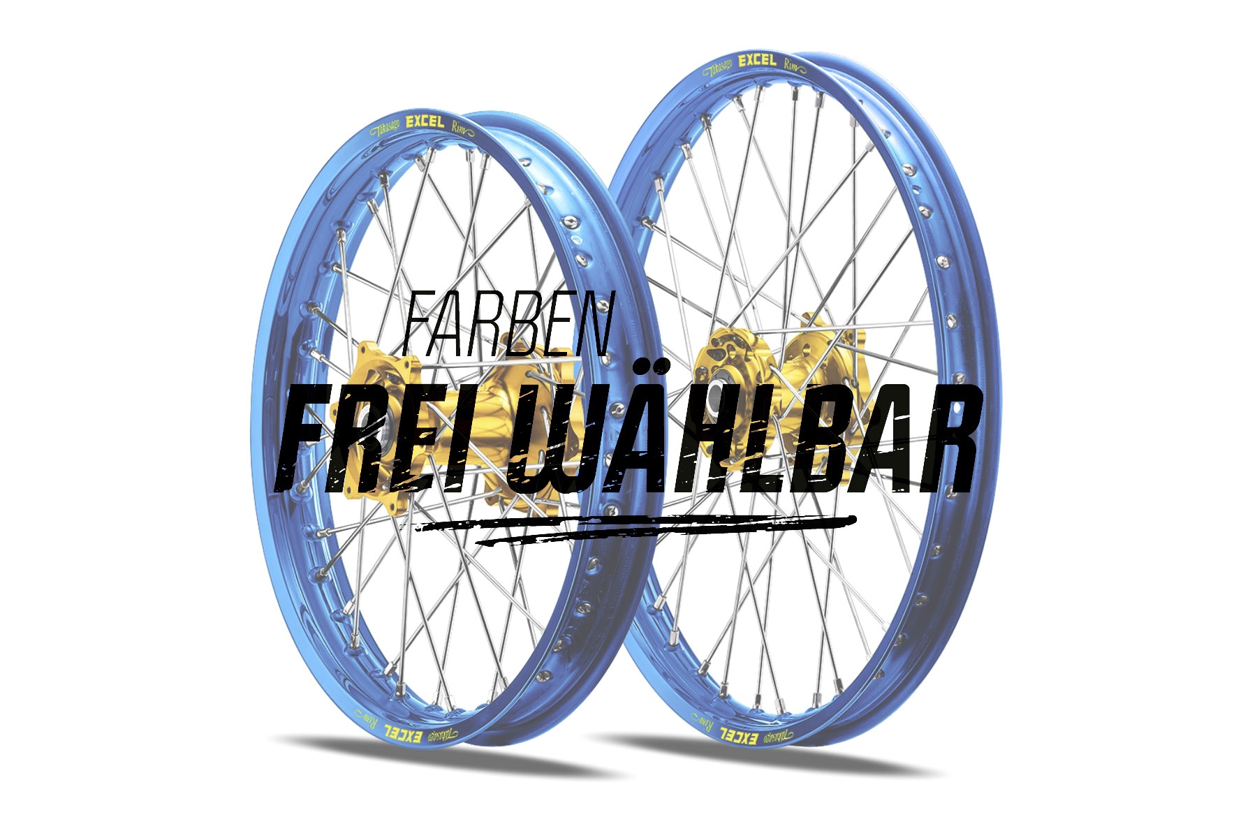 Excel Felgensatz Haan Wheels | Motocross Felgen | Blau – Gold – Bild 2