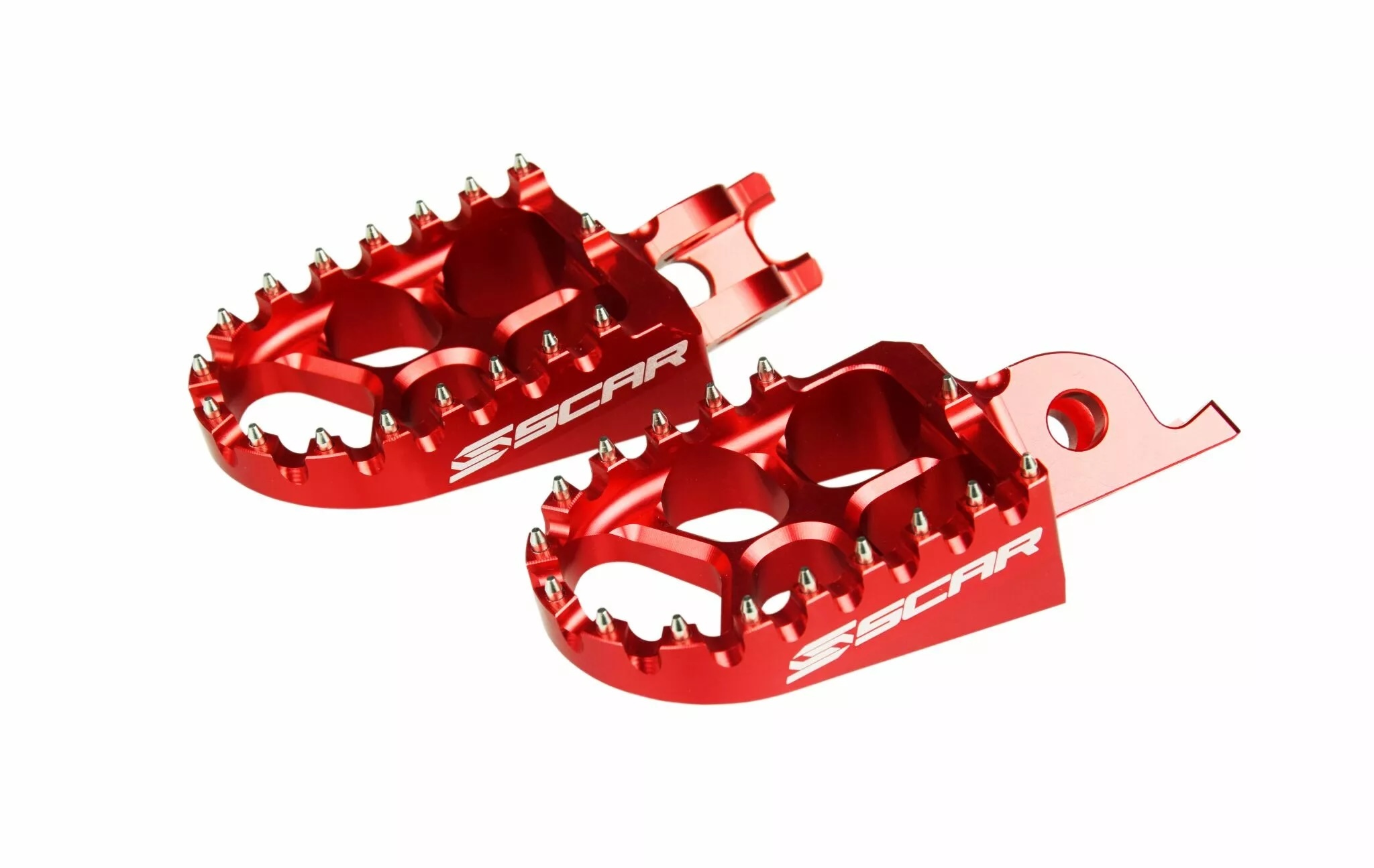 Scar Aluminium Motocross Fußrasten in Rot Scar Aluminium Motocross Fußrasten in Rot passend für Husqvarna – Bild 1