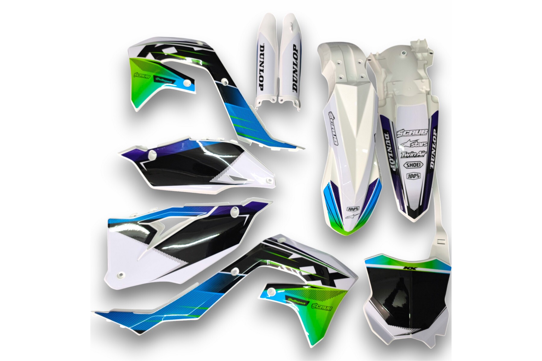 Dekor auf Plastiks beklebt für MX und Enduro Modelle passend für Kawasaki – Bild 1