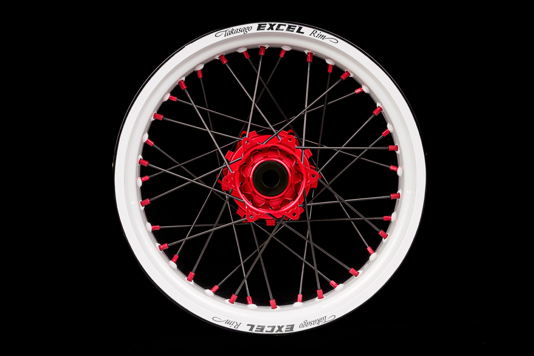 Excel Felgensatz Faba | Supermoto Felgen | in Wunschfarbe lackiert weiss-rot-1 Excel Felgensatz Faba | Supermoto Felgen | in Wunschfarbe lackiert – Bild 1